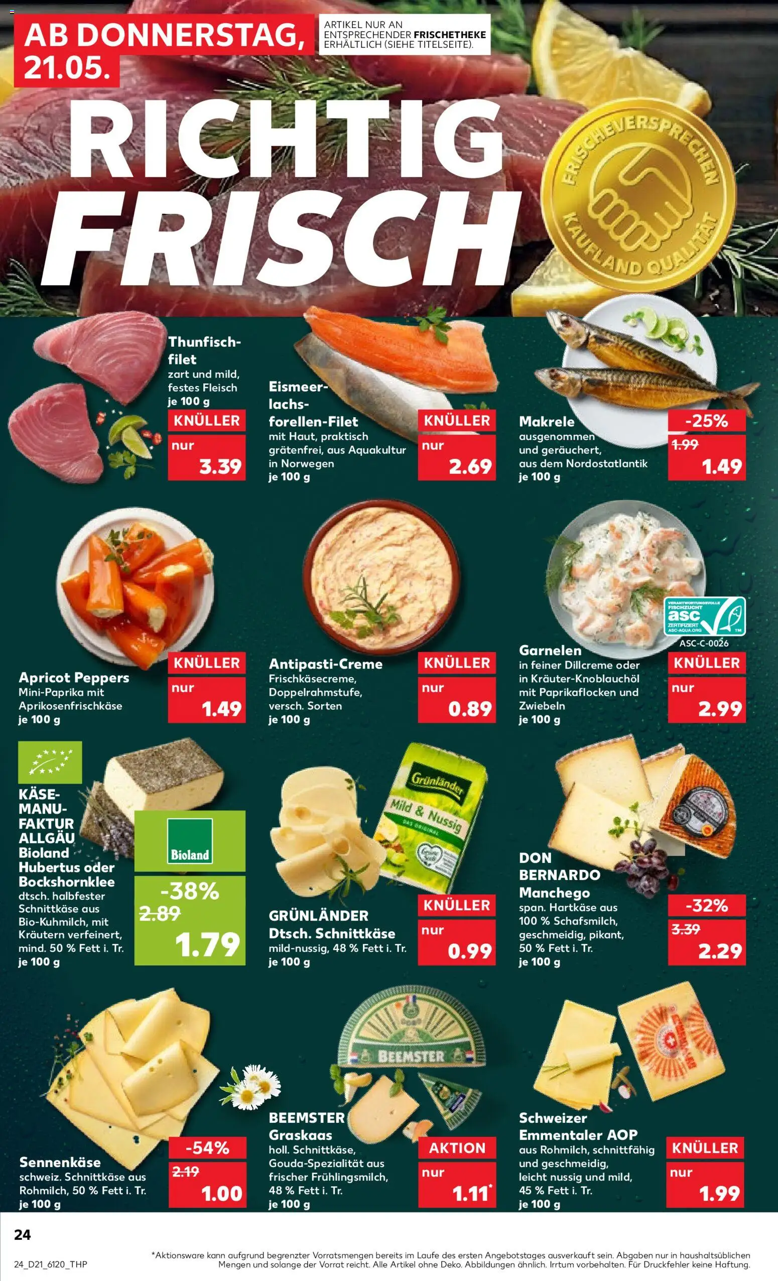 Kaufland Prospekt Bremen	 – gültig ab 21.05.2026 | Seite: 24 | Produkte: Käse, Thunfisch, Garnelen, Fleisch