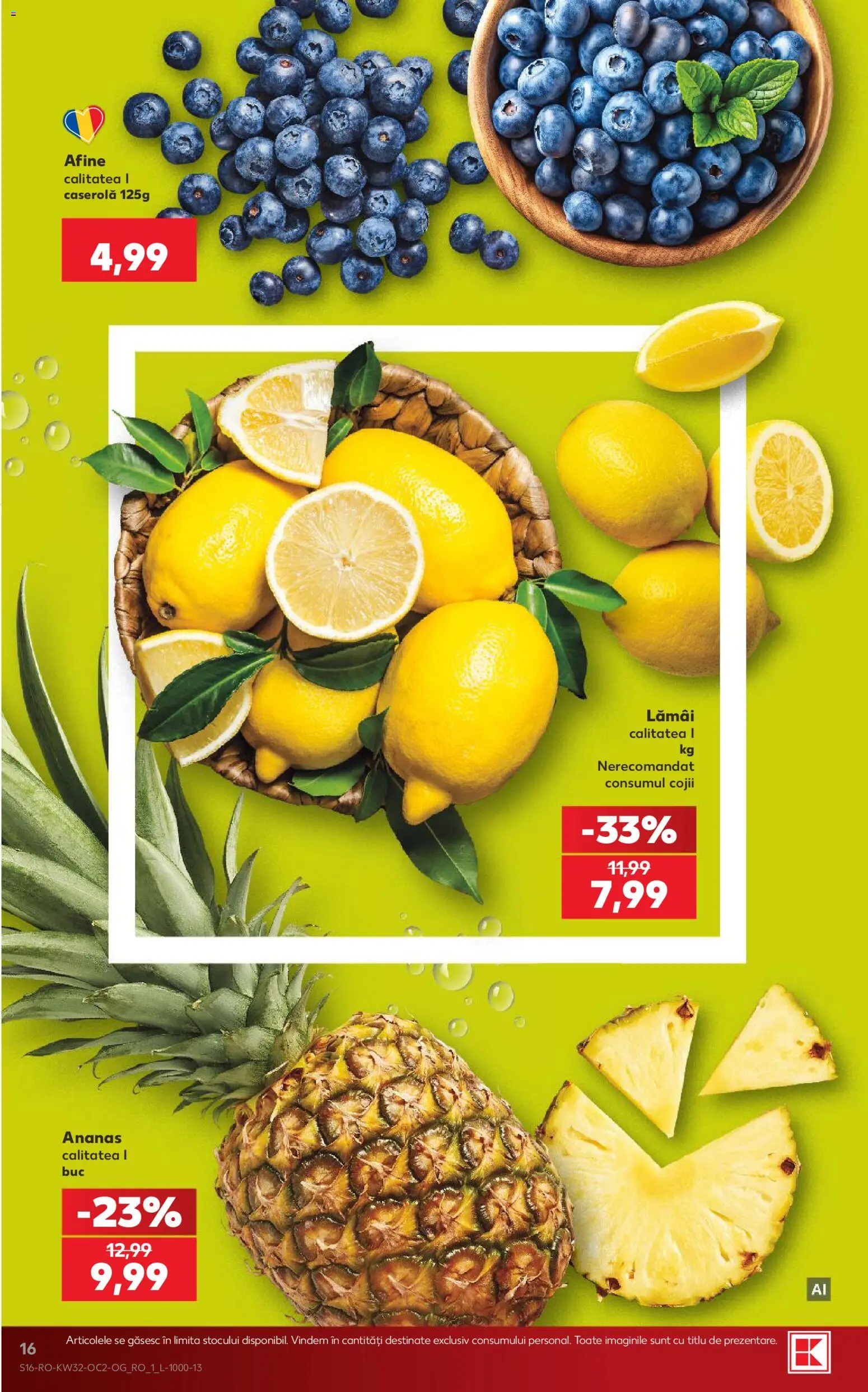 Noul catalog Kaufland – valabil de la 05.08.2026 | Pagină: 16 | Produse: Afine, Ananas