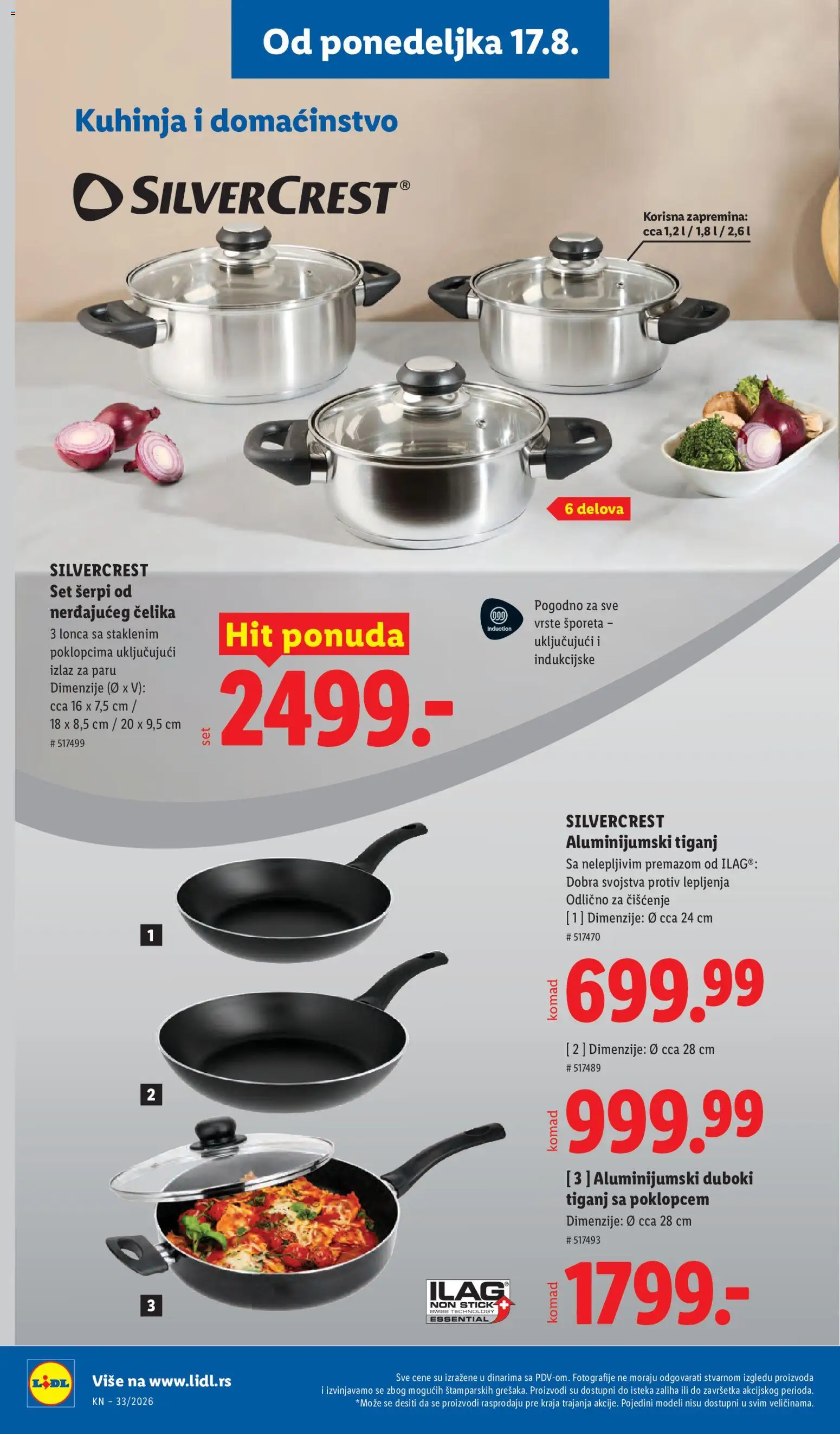 Lidl katalog - važi od 13.08.2026 | Strana: 96 | Proizvode: Silvercrest, Kuhinja, Tiganj sa nelepljivim premazom, Tiganj