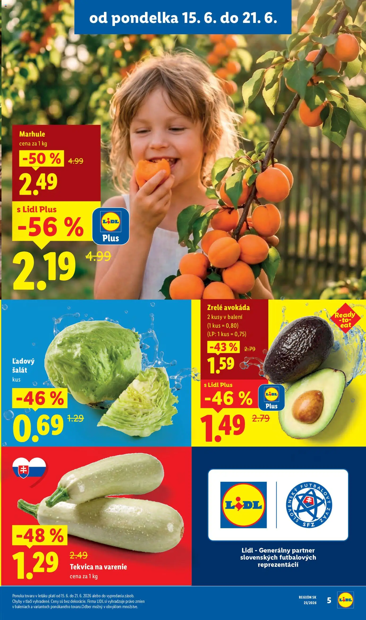 Nové Lidl akcie – leták je platný od 15.06.2026 | Strana: 5 | Produkty: Šalát, Marhule