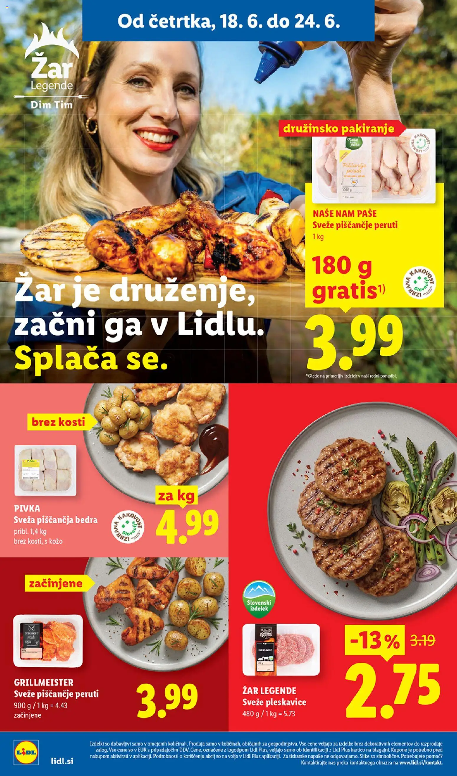 Novi Lidl katalog ponudbe – veljaven od 18.06.2026 | Stran: 2 | Izdelki: Zar, Piščančja bedra, Pleskavice
