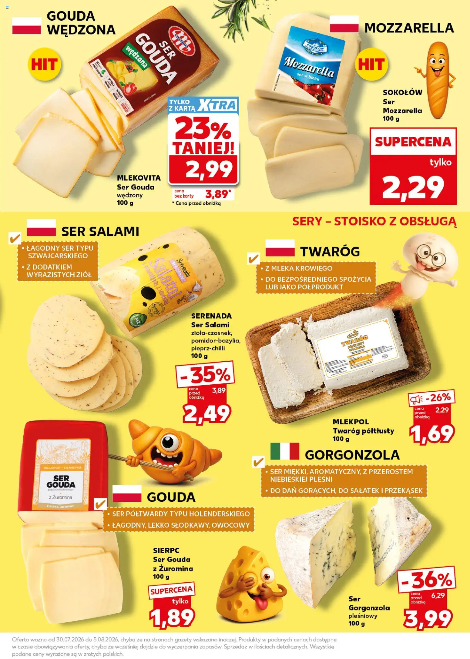 Kaufland Polsko leták - Mocny start od 03.08.2026 | Strana: 15 | Produkty: Gouda, Gorgonzola, Karty, Mozzarella