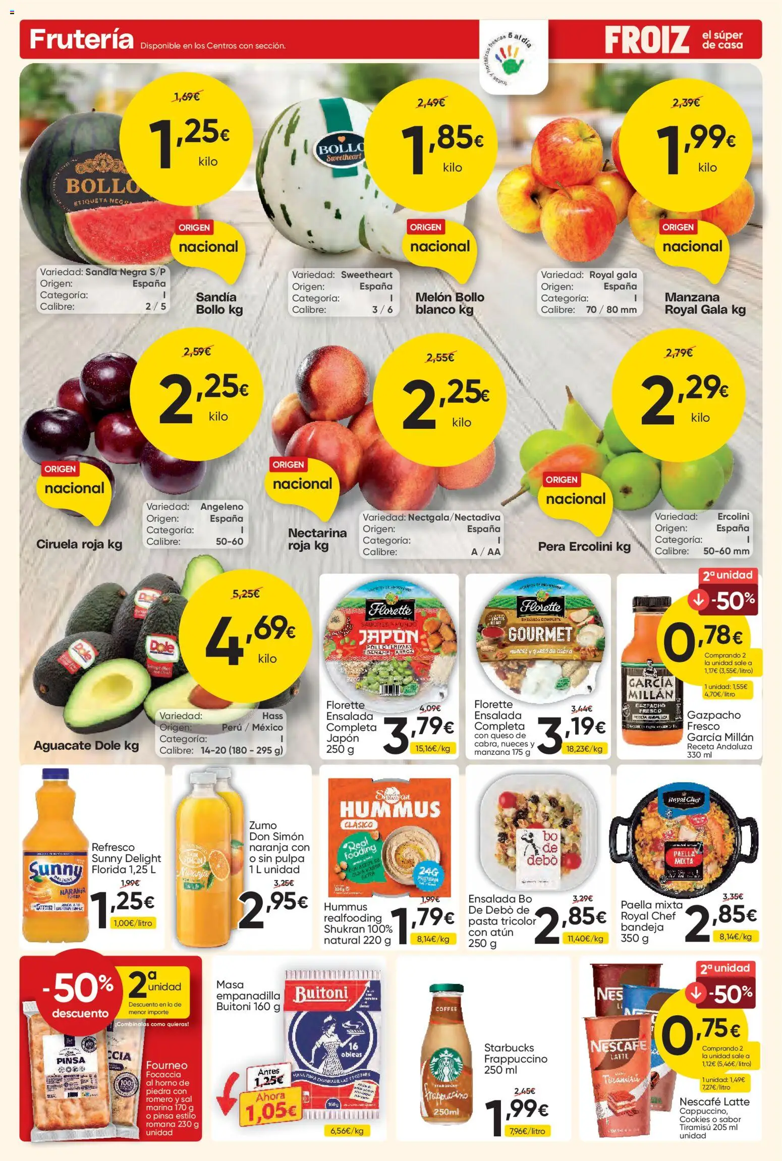 Froiz folleto │ válido desde el 27/08/2026 | Página: 2 | Productos: Zumo, Ensalada, Sandía, Bandeja