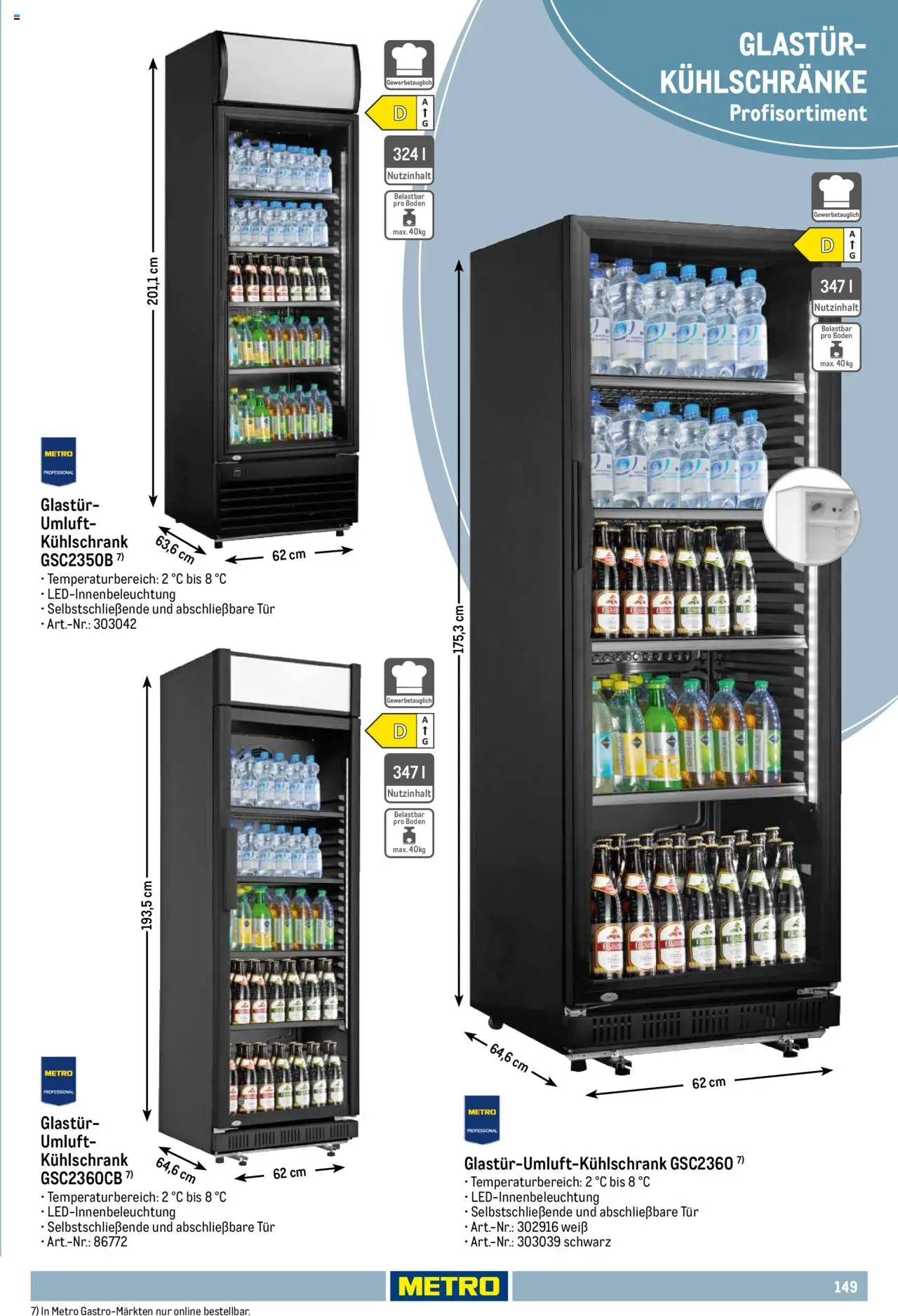 Metro Non Food Sortiment – gültig ab 01.10.2025 | Seite: 149 | Produkte: Tür, Kühlschrank