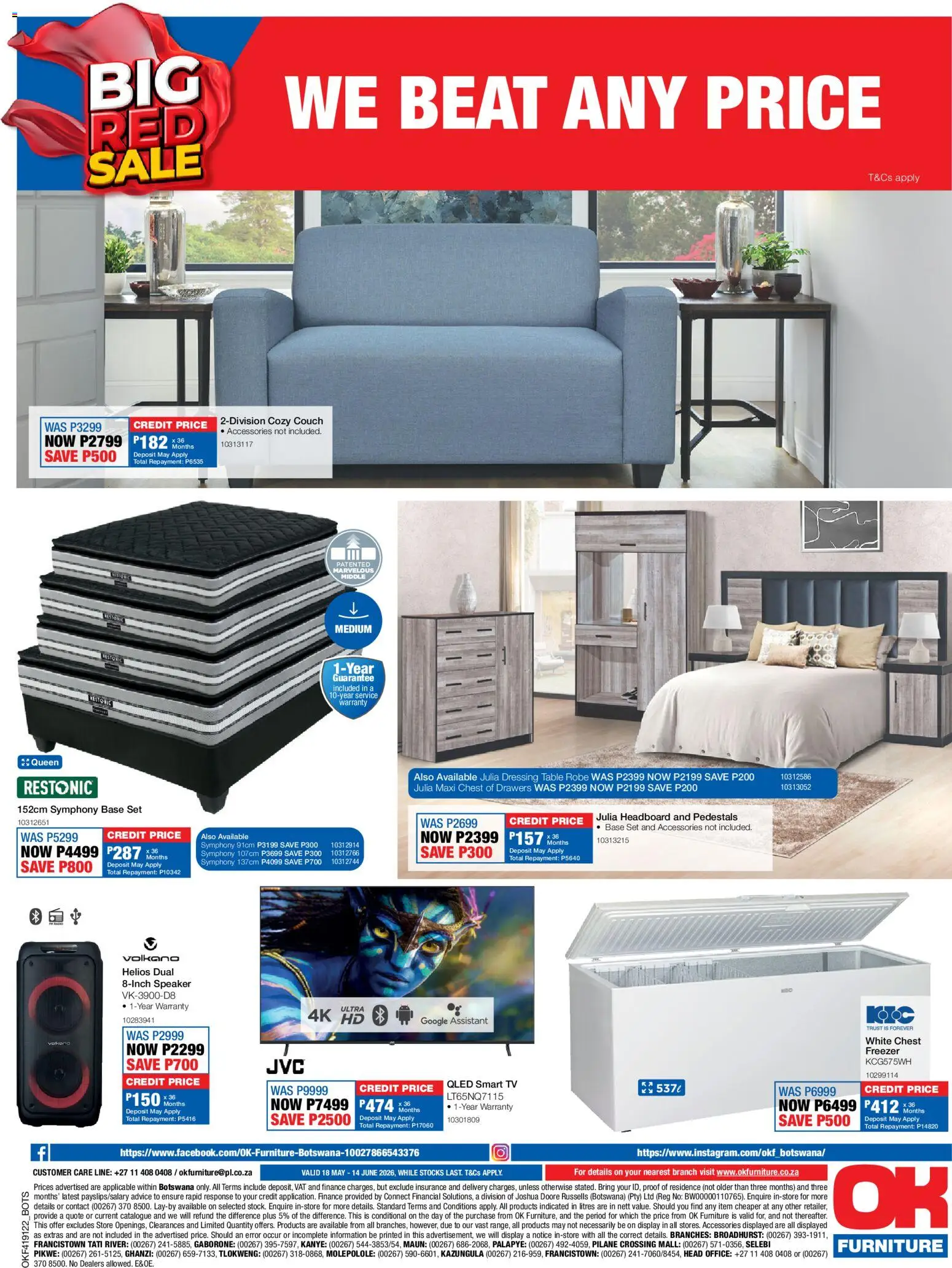 New OK Furniture catalogue – valid from 18.05.2026 | Page: 12 | Products: Speaker, Table, Chest freezer, Dressing
