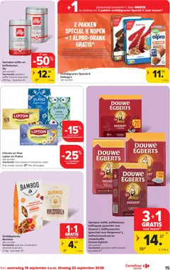 Gemalen koffie, koffiebonen, koffiepads (geschikt voor Senseo®), koffiecapsules (geschikt voor Nespresso®), koffieconcentraat en instantkoffie, Douwe Egberts, Douwe Egberts Dessert Lungo aluminium capsules - Voorbeeld van een folder van Carrefour, geldig van 16/09/2026 | Pagina: 15