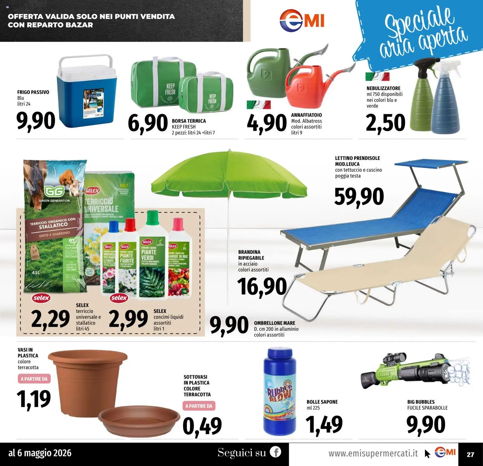 Volantino EMI del 23.04.2026 | Pagina: 27 | Prodotti: Annaffiatoio, Sapone, Ombrellone, Nebulizzatore
