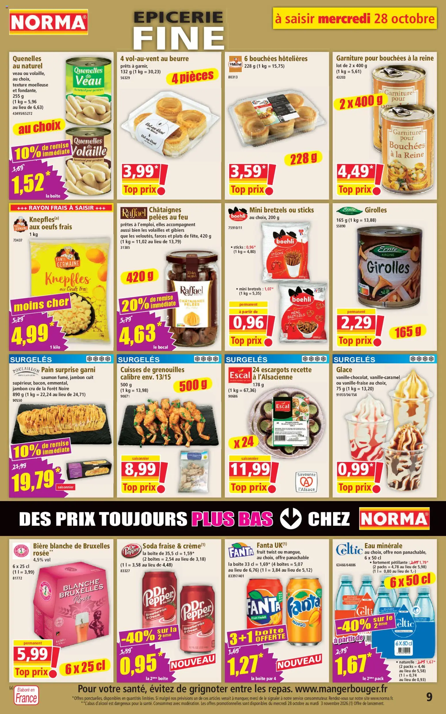 {H1} | Page: 9 | Produits: Beurre, Jambon, Saumon, Cuisses de grenouilles