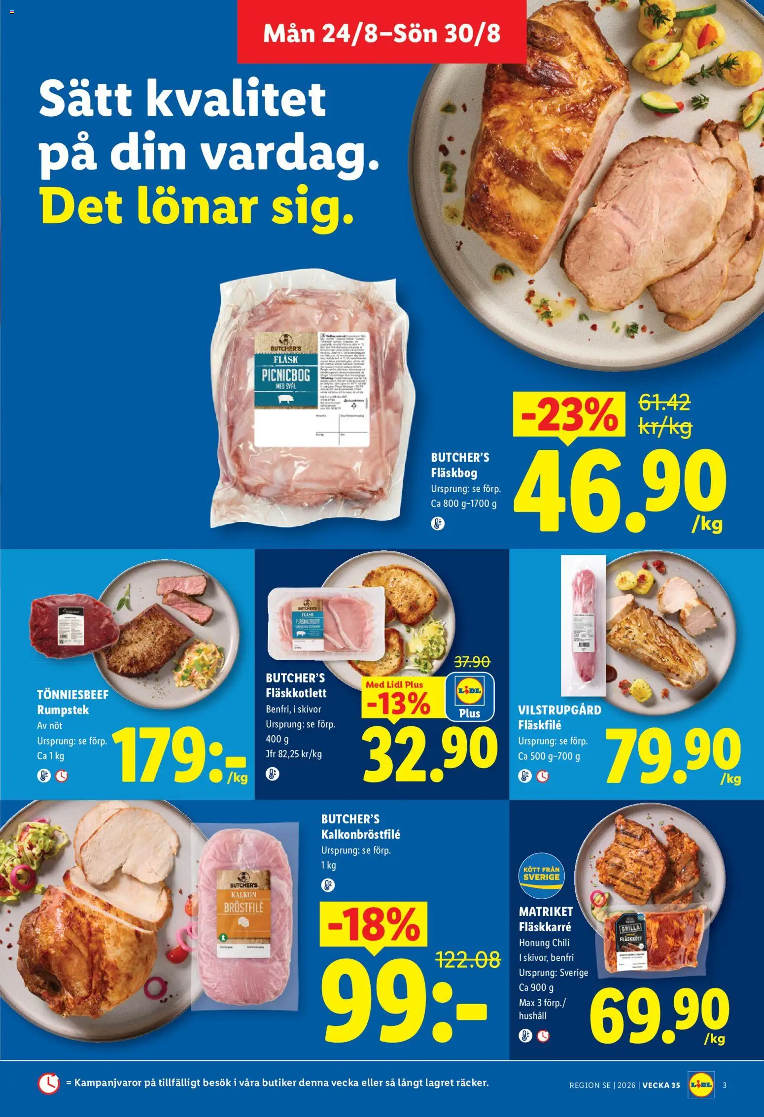 Lidl reklamblad aktuell från 24/08/2026 | Sida: 3 | Produkter: Fläskkött, Fläskfilé, Chili, Fläsk