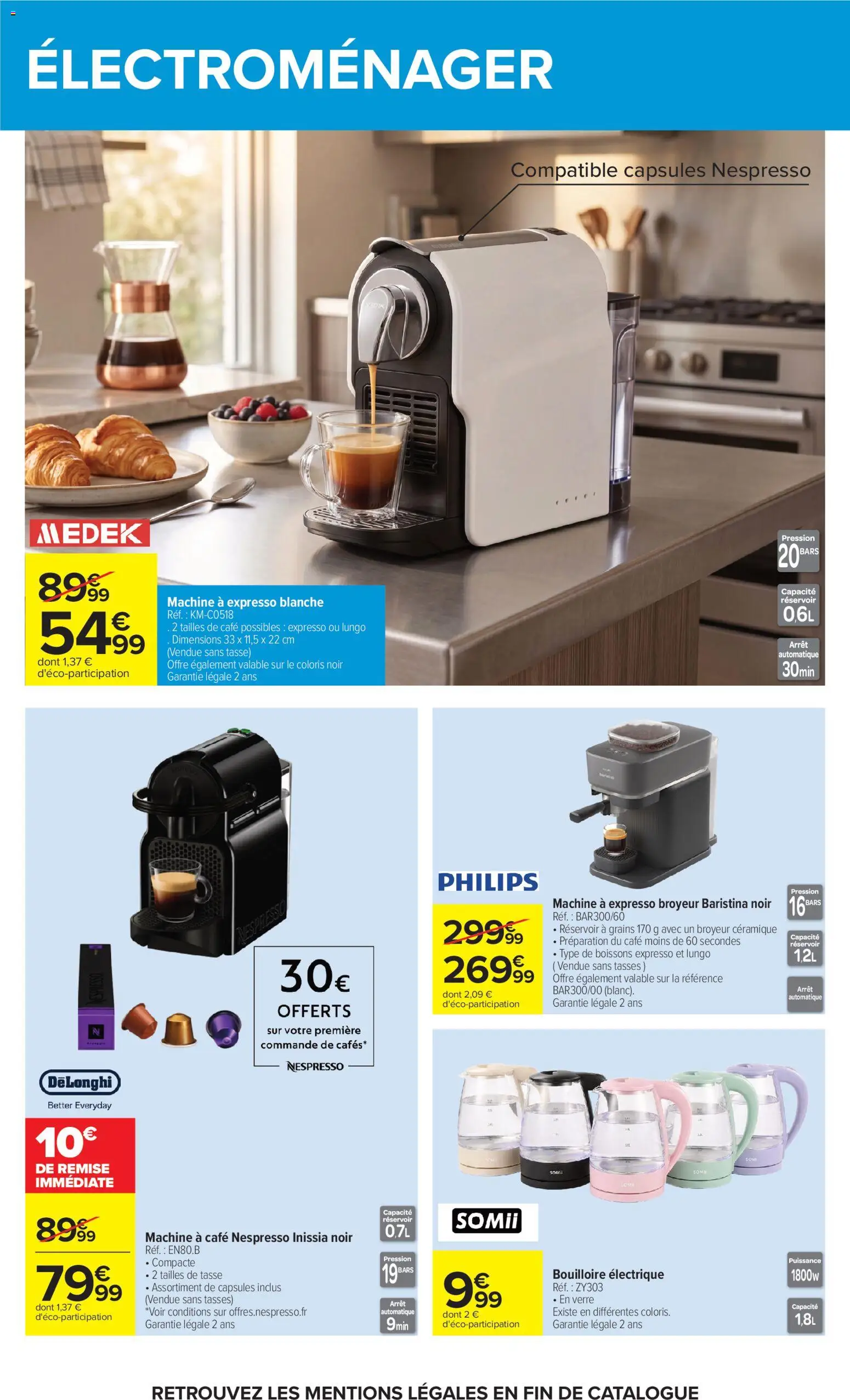 {H1} | Page: 63 | Produits: Bouilloire, Delonghi, Capsules nespresso, Tasses