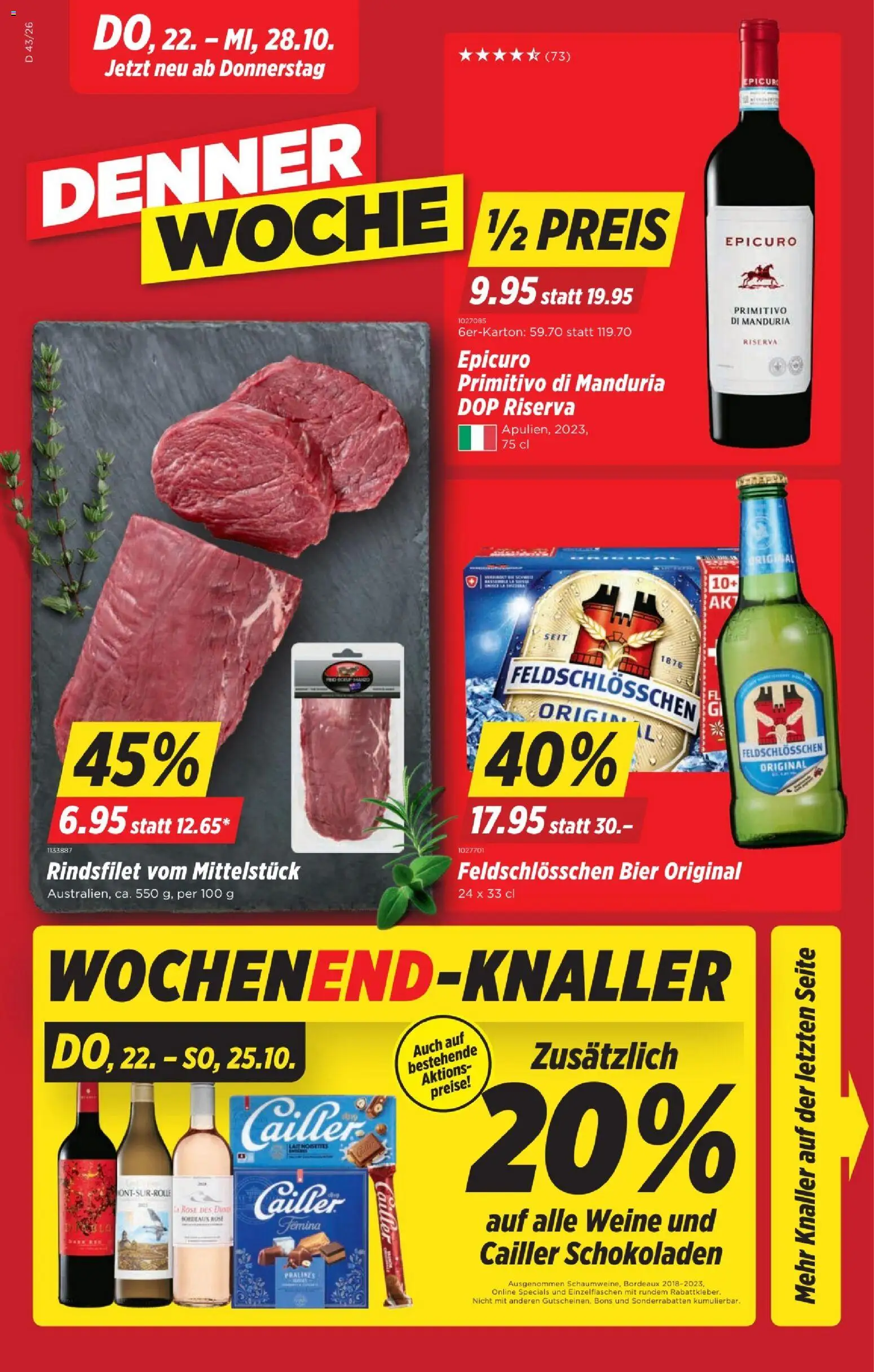Denner Aktionen Donnerstag, 22. Oktober