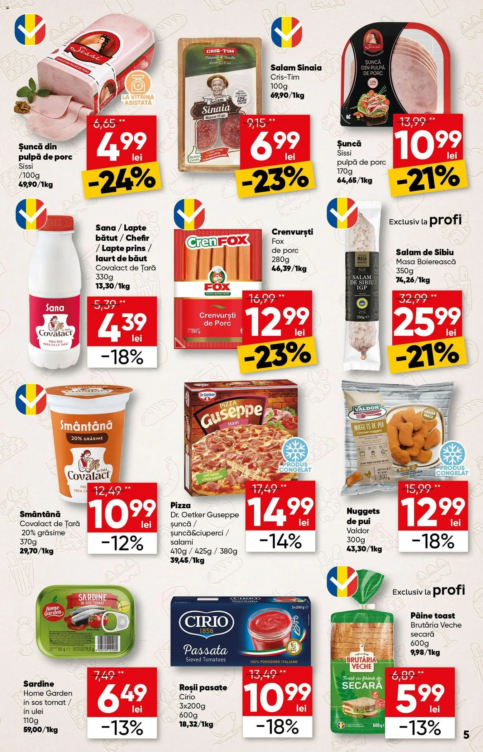 Noul catalog Profi – valabil de la 04.03.2026 | Pagină: 5 | Produse: Hacıyatmaz Kedi Oyuncağı, Ulei, Salam, Făină