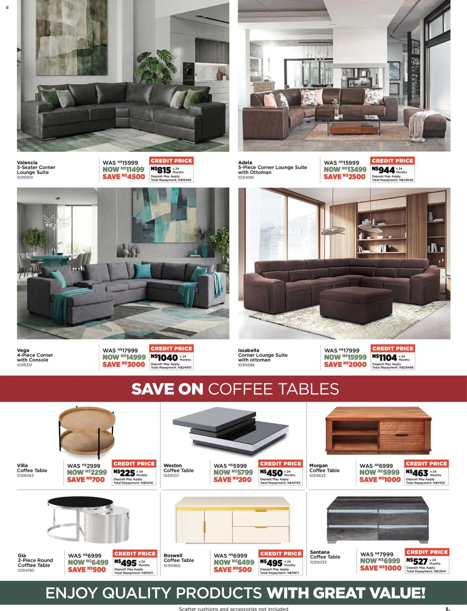 New House and Home catalogue – valid from 15.06.2026 | Page: 5 | Products: Coffee table, Lounge suite, Ottoman, Coffee