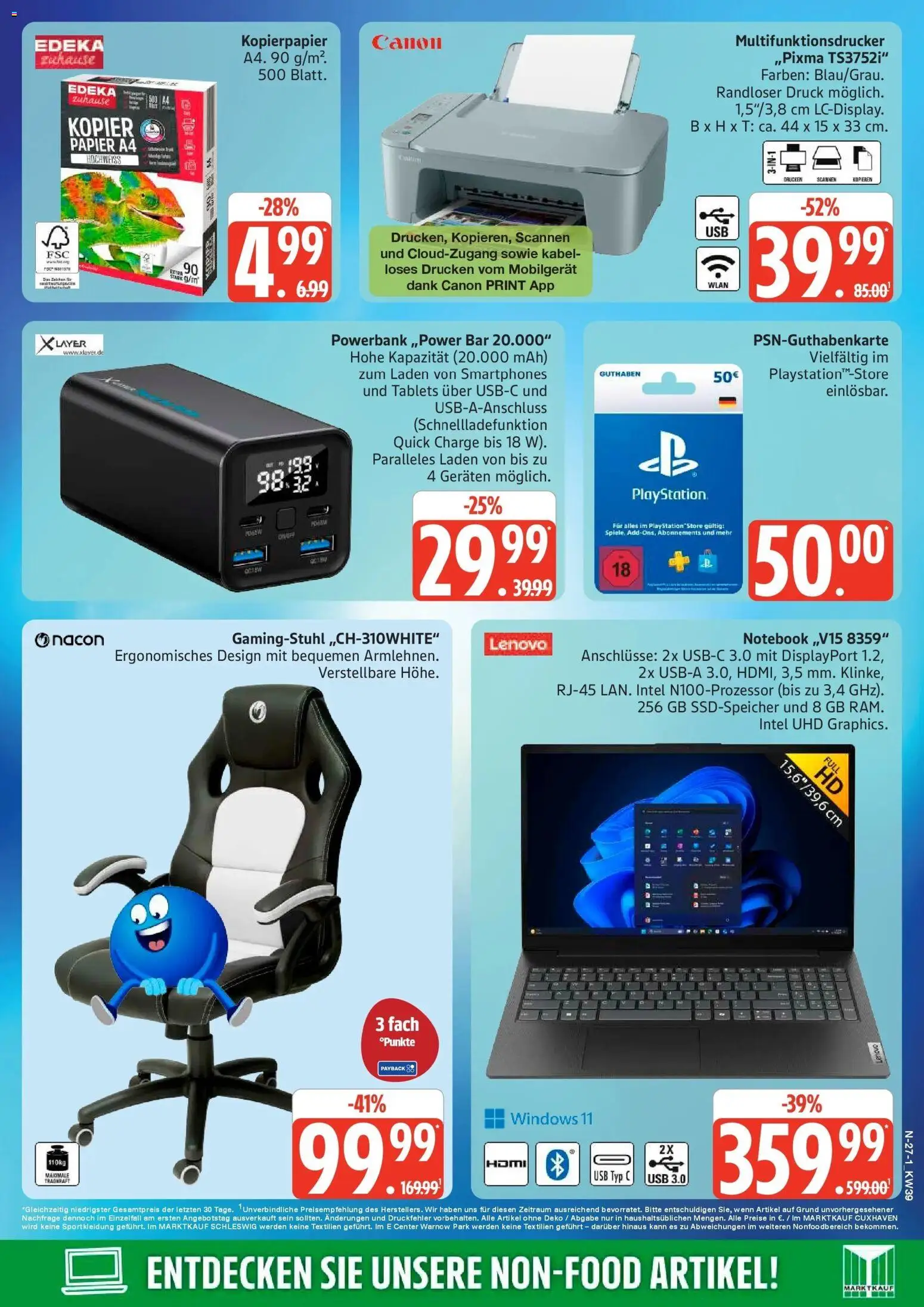 E center Prospekt Rostock (ab 21.09.2026) zum Blättern | Seite: 27 | Produkte: Lenovo, USB, Smartphones, Gamingstuhl