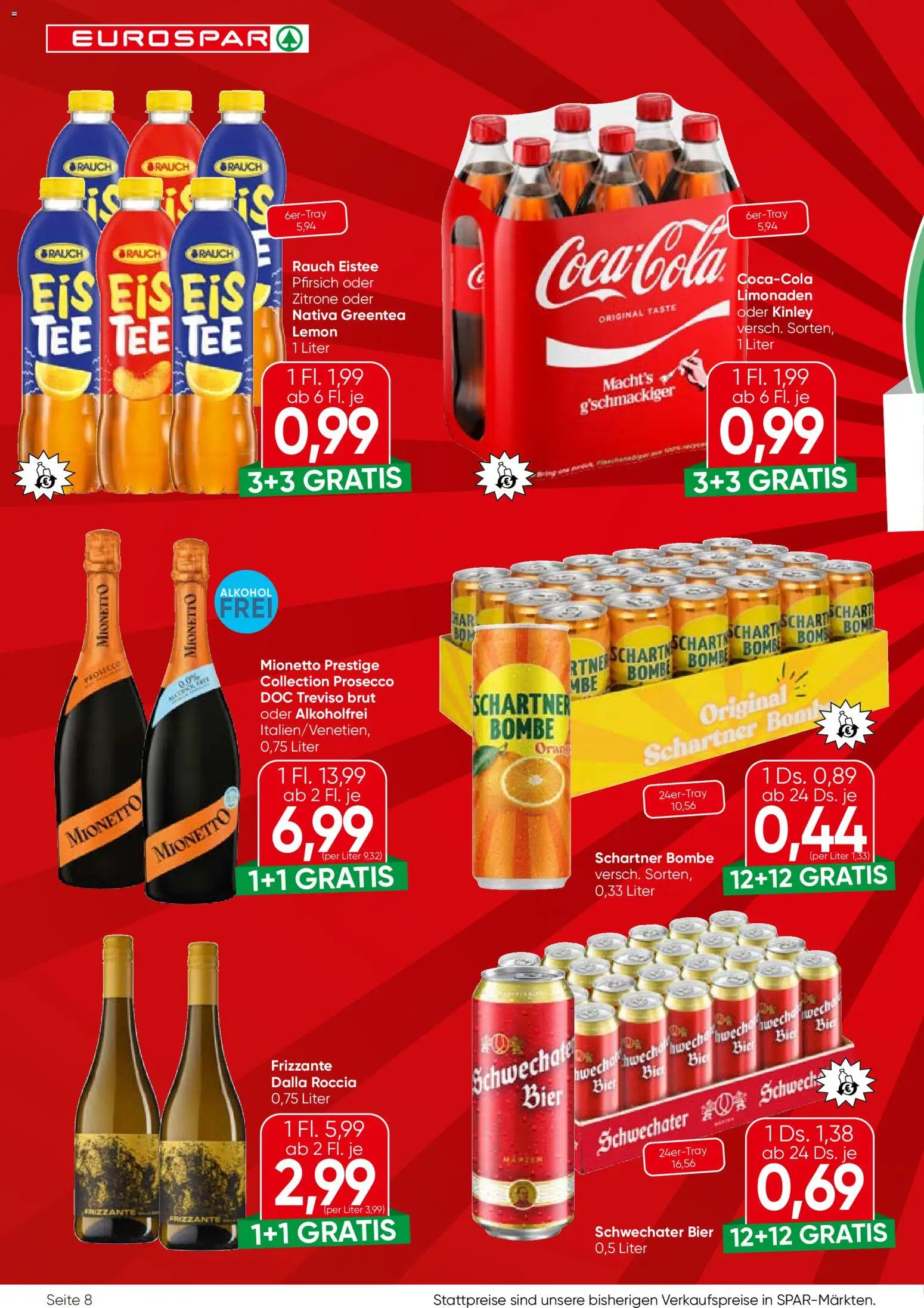 Eurospar Flugblatt gültig ab 24.09.2026 | Seite: 8 | Produkte: Zitrone, Prosecco, Bier, Tee