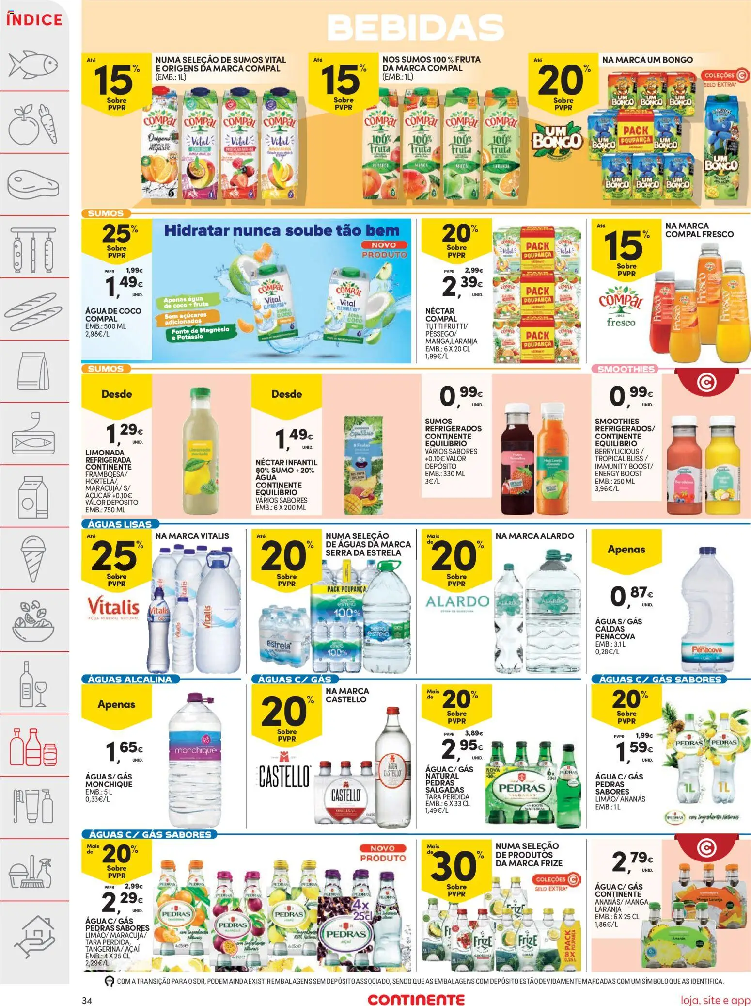 Continente folheto │ válido de 23/06/2026 | Página: 36 | Produtos: Açai, Pó, Sumo, Água mineral