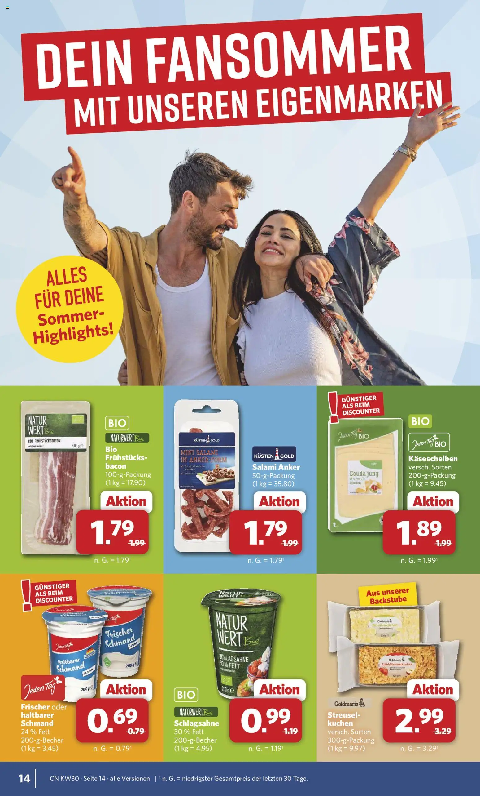 Combi Prospekt – gültig ab 20.07.2026 | Seite: 14 | Produkte: Schlagsahne, Gouda, Salami, Kuchen