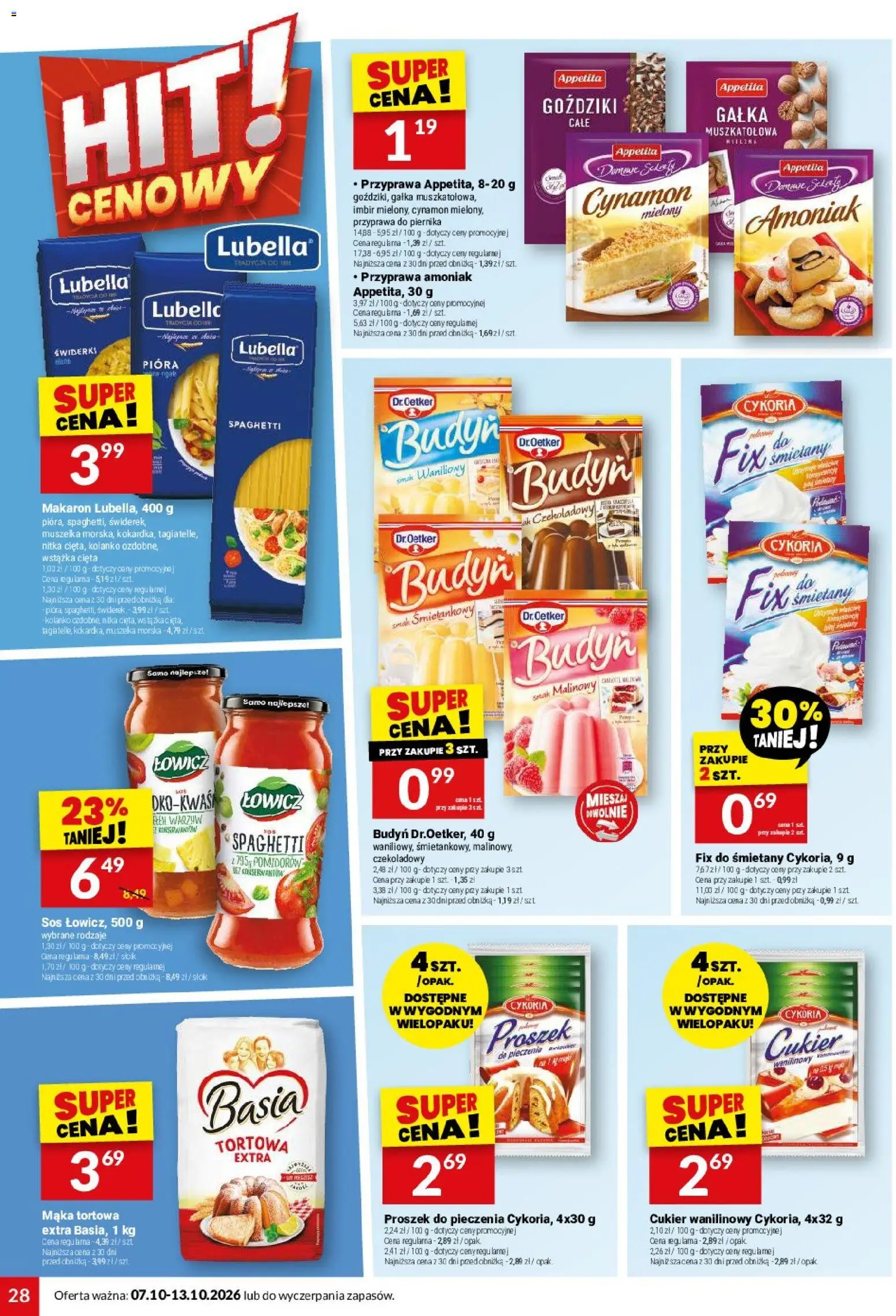 Twój Market gazetka od 07.10.2026 | Strona: 28 | Produkty: Budyń, Cynamon, Spaghetti, Cykoria