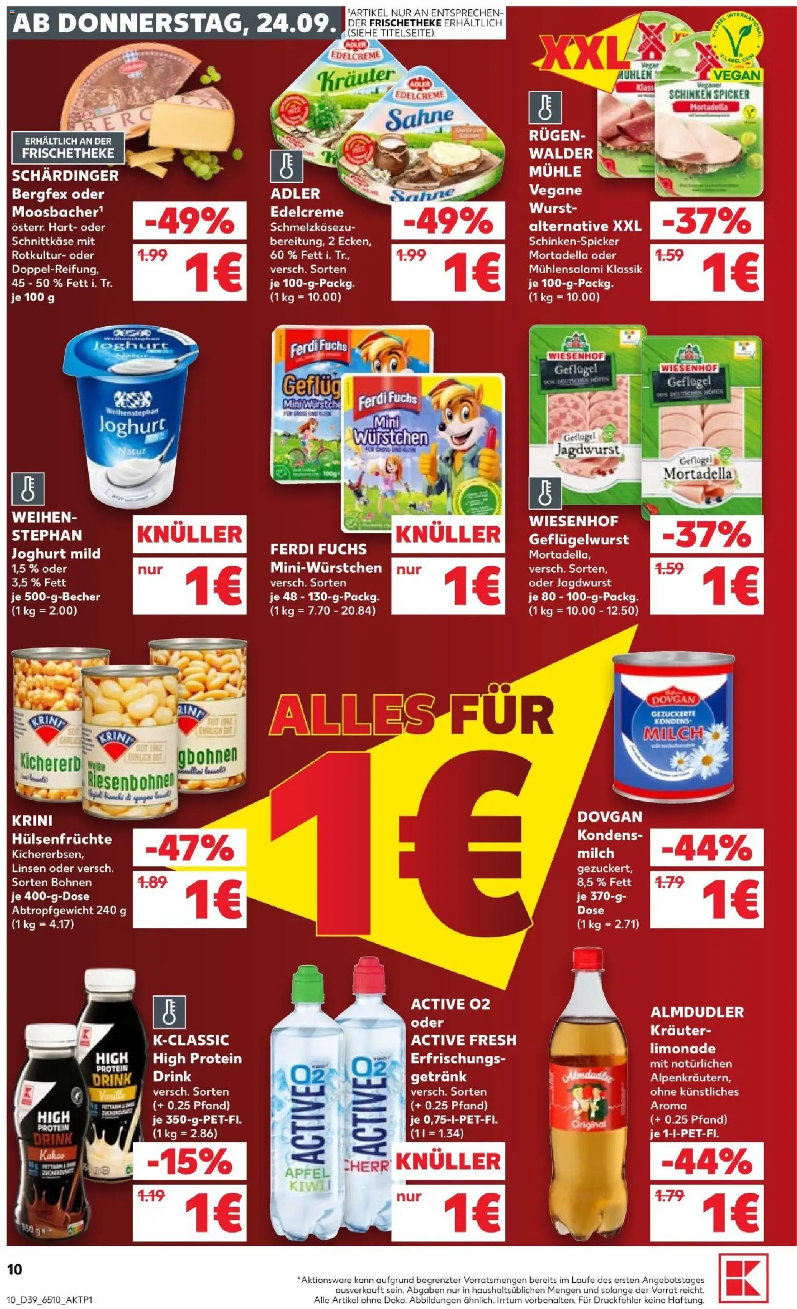 Kaufland Prospekt Köln – gültig ab 24.09.2026 | Seite: 10 | Produkte: Milch, Joghurt, Limonade, Sahne