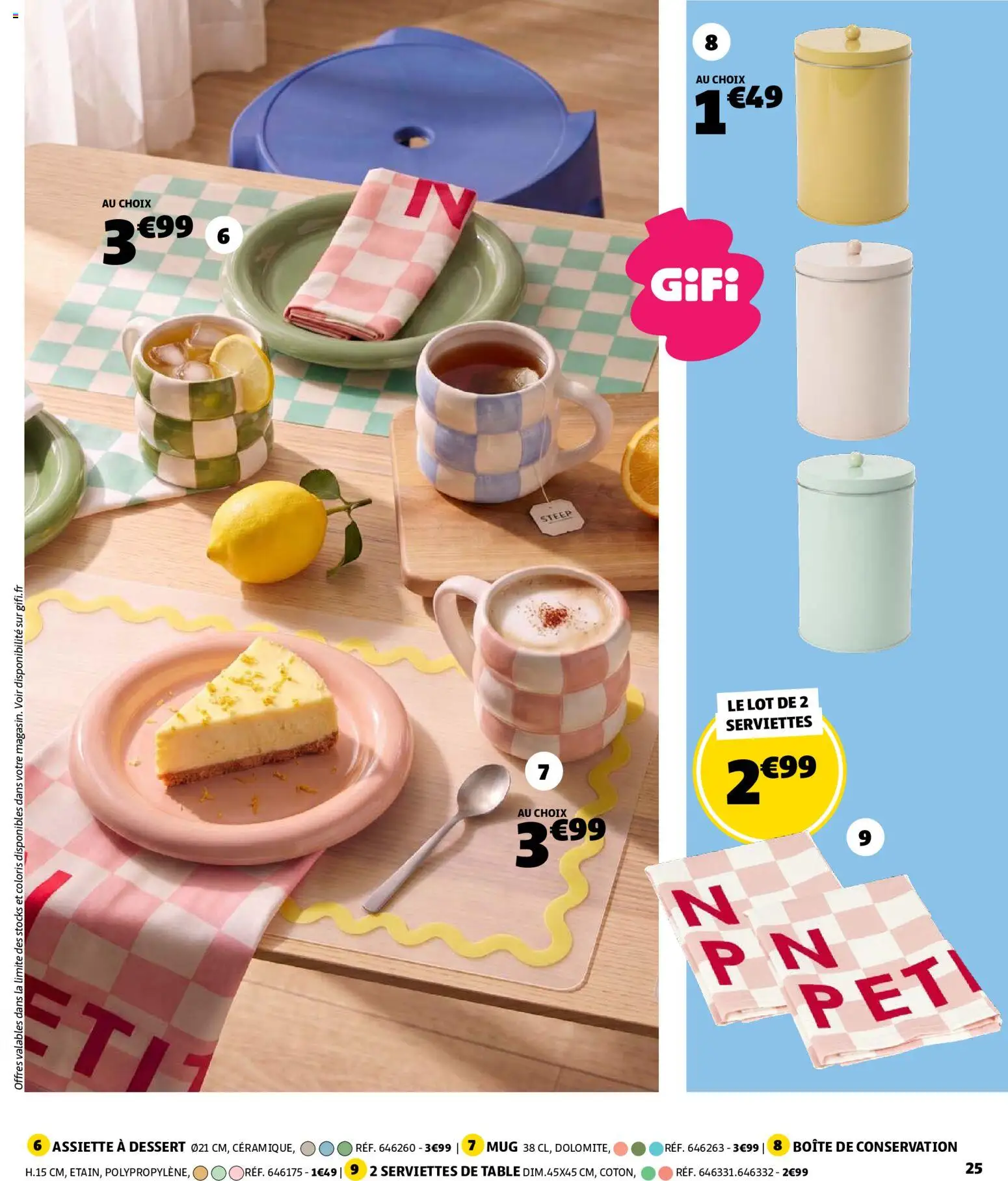 {H1} | Page: 25 | Produits: Dessert, Table, Assiette, Serviettes