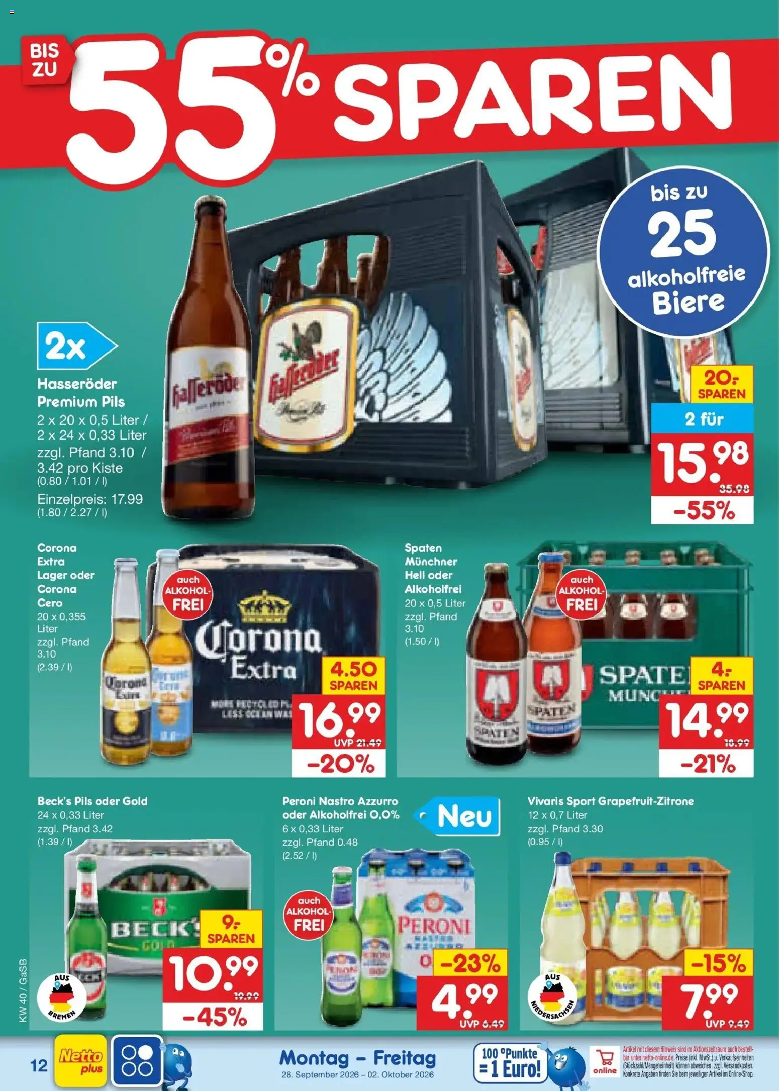 Netto Marken-Discount Prospekt Oldenburg – gültig ab 28.09.2026 | Seite: 18 | Produkte: Pils, Alkohol, Hasseröder