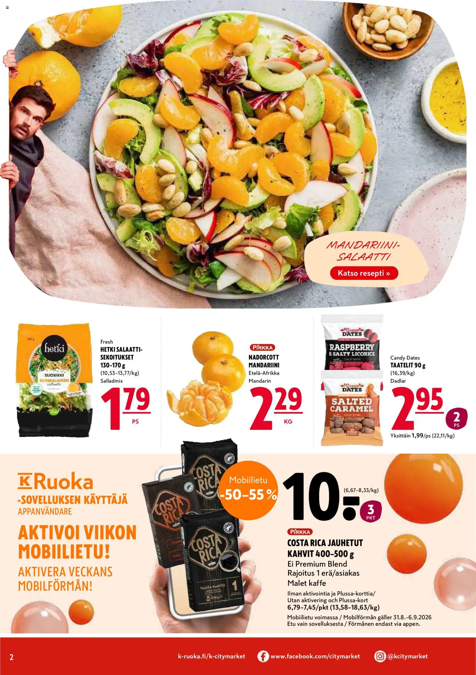 K-Citymarket tarjoukset – voimassa 03/09/2026 alkaen | Sivu: 2 | Tuotteet: Taatelit, Salaatti