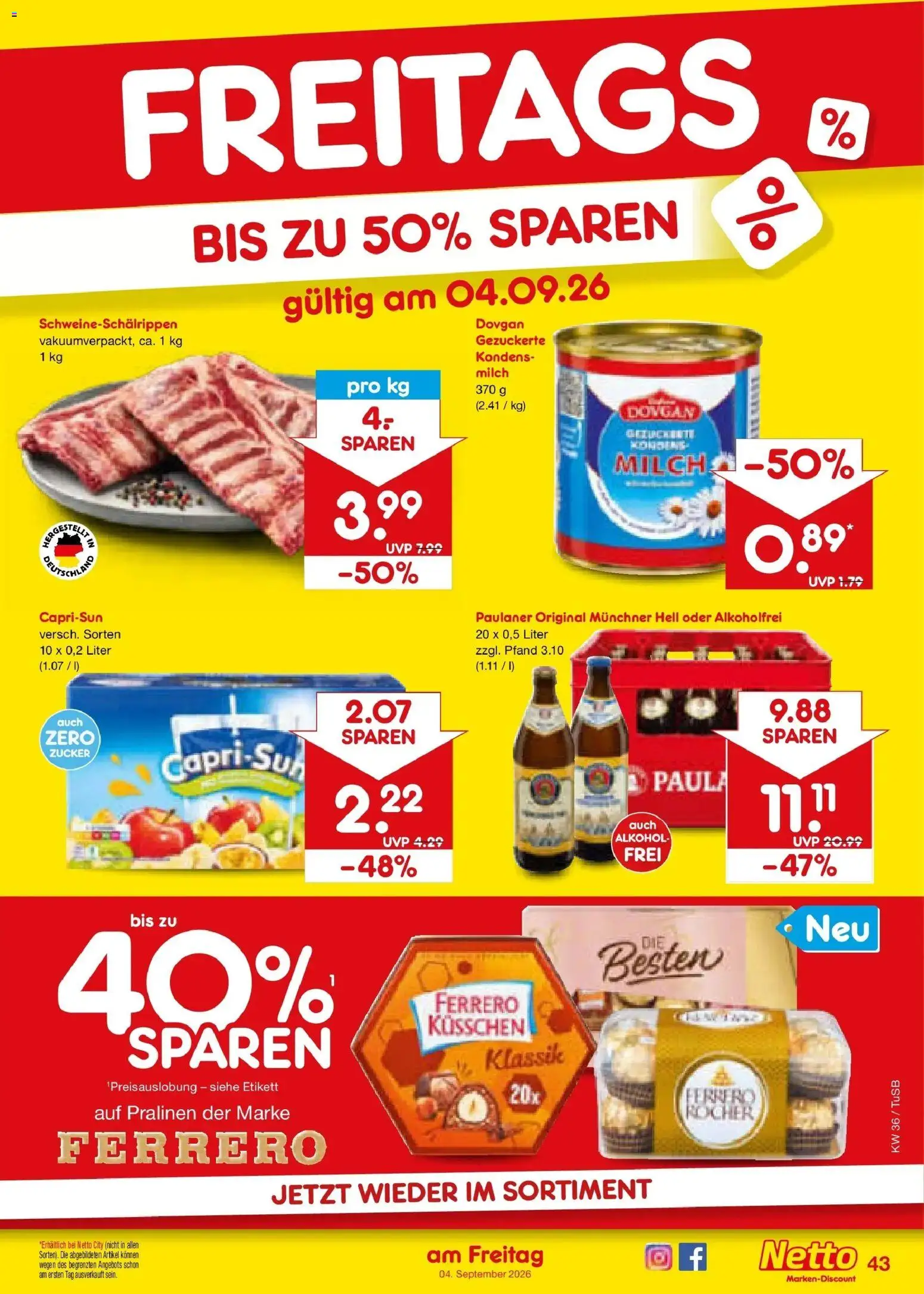 Netto Marken-Discount Prospekt Lahr-Langenwinkel (ab 31.08.2026) » Angebote | Seite: 55 | Produkte: Capri sun, Milch, Alkohol, Zucker
