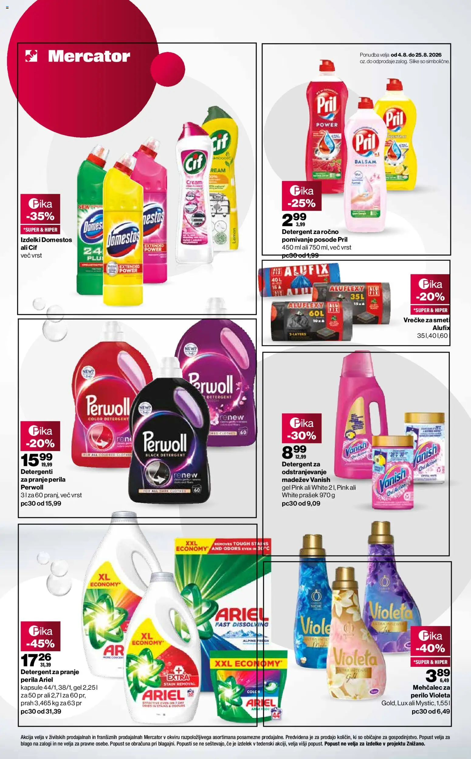 Novi Mercator katalog ponudbe – veljaven od 07.08.2026 | Stran: 3 | Izdelki: Prašek, Mehčalec, Detergent, Mešalec