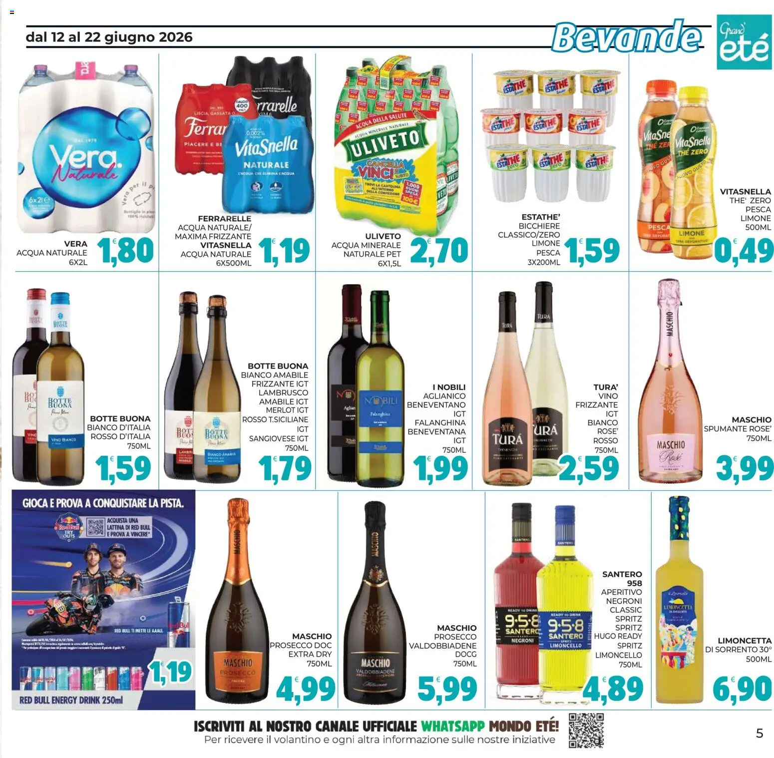 Volantino Eté del 12.06.2026 | Pagina: 5 | Prodotti: Limone, Vino, Red Bull, Acqua minerale