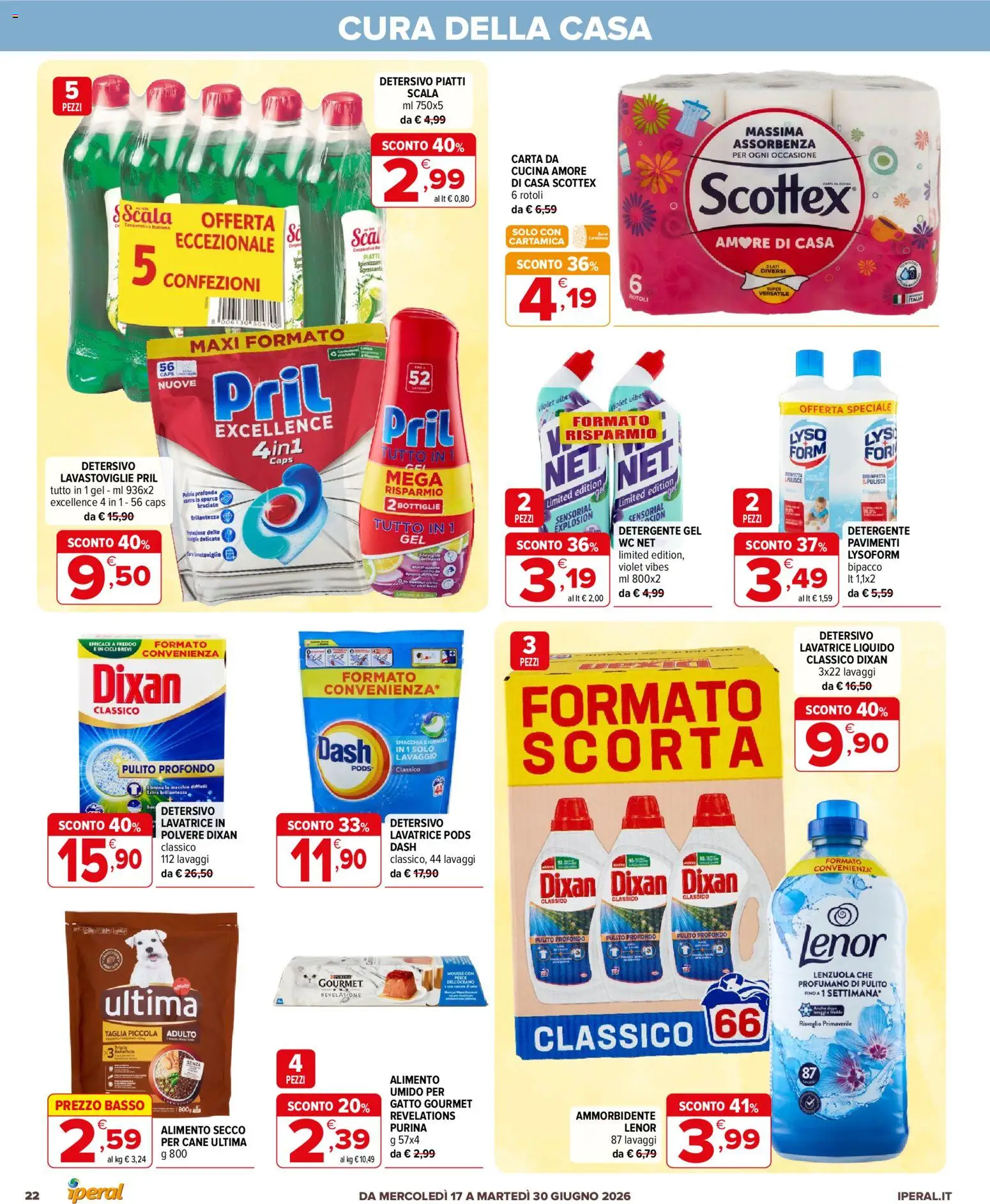 Volantino Iperal del 17.06.2026 | Pagina: 22 | Prodotti: Detergente, Pesca, WC, Lenzuola