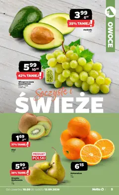 Pogląd oferty "Kiwi, Kiwi 1 szt." - ważna od 10.09.2026 | Strona: 5 | Produkty: Winogrono, Kiwi, Awokado, Owoce