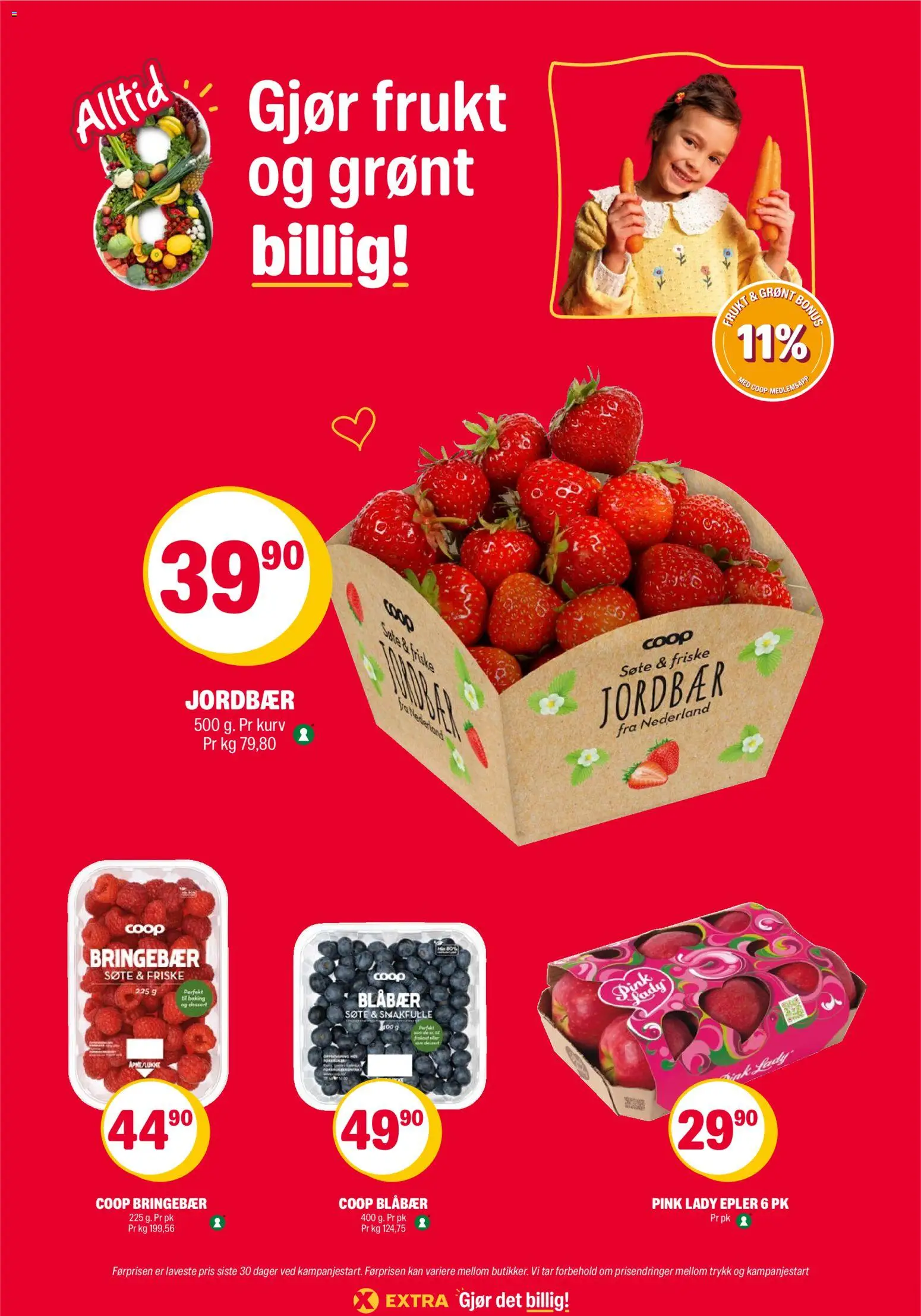 {H1} | Side: 11 | Produkter: Epler, Jordbær, Bringebær, Blåbær