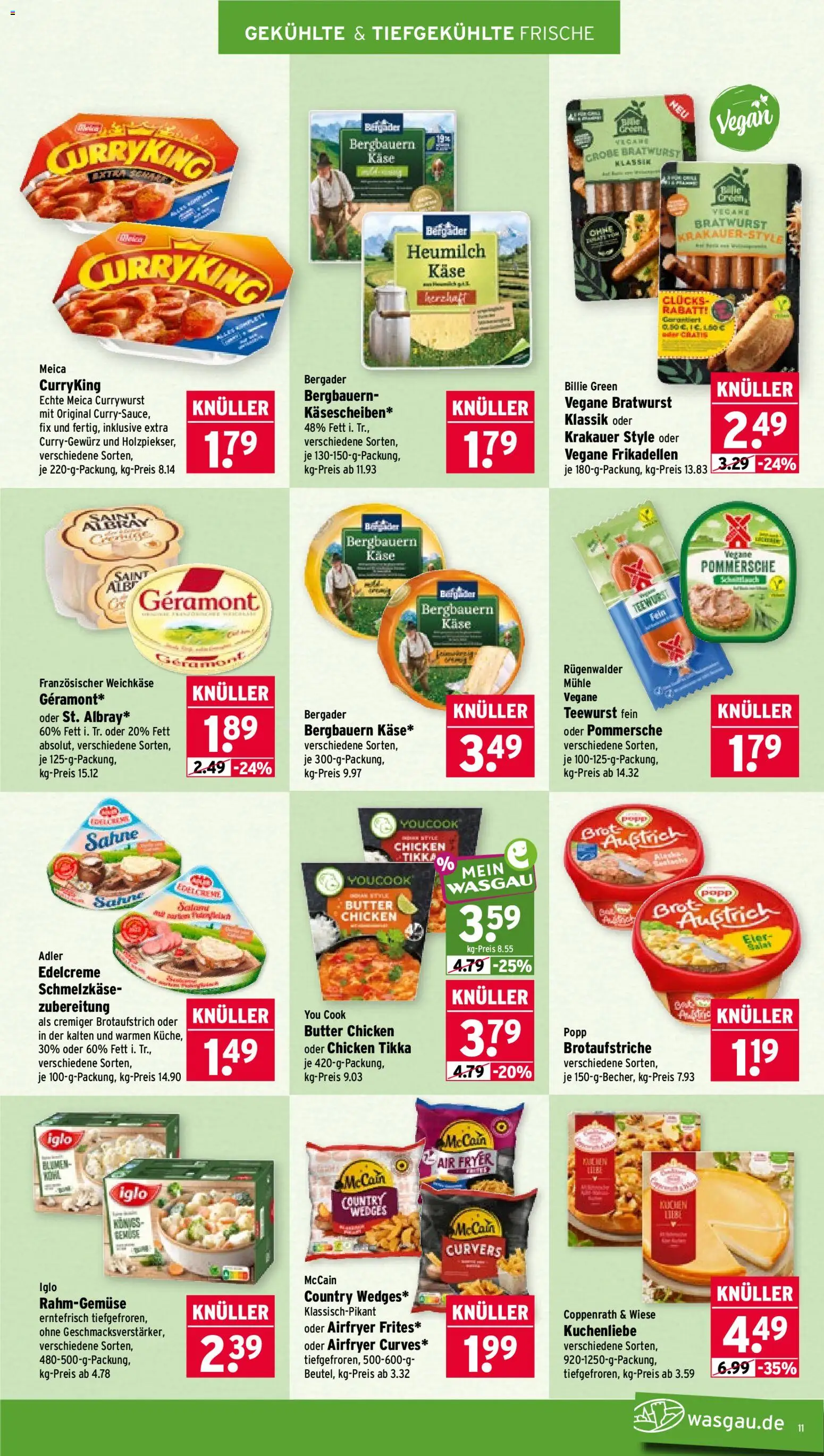 Wasgau Prospekt – gültig ab 13.07.2026 | Seite: 11 | Produkte: Youcook, Butter, Bratwurst, Sahne