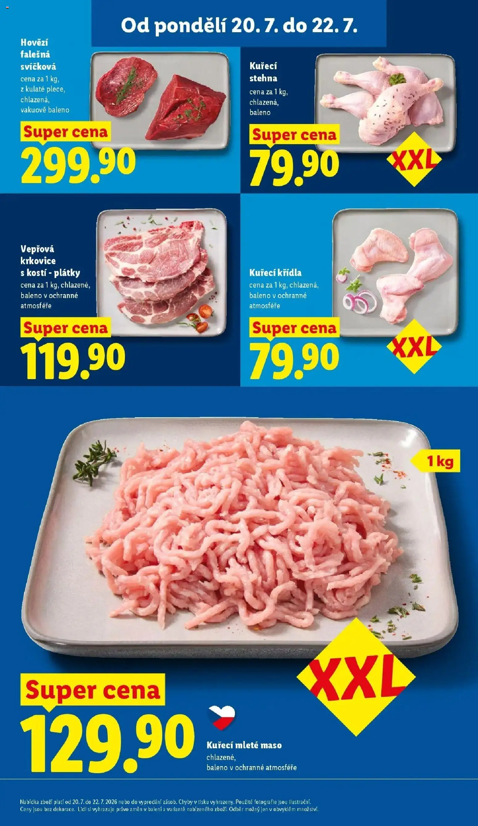 Lidl aktuální leták od 20.07.2026 | Strana: 15 | Produkty: Hovězí, Krkovice, Kuřecí stehna, Vepřová krkovice
