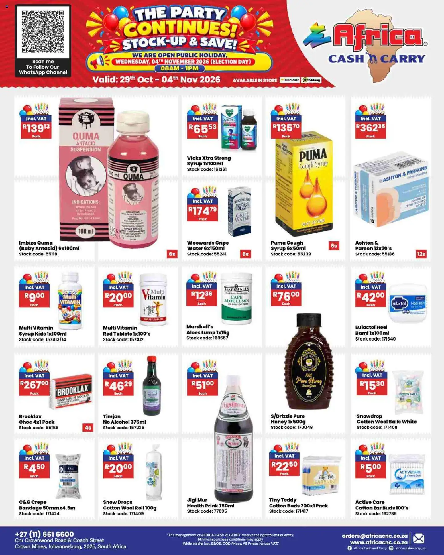New Africa Cash & Carry catalogue – valid from 29/10/2026 | Page: 9 | Products: Alcohol, Chocolate, Stock, Cotton buds