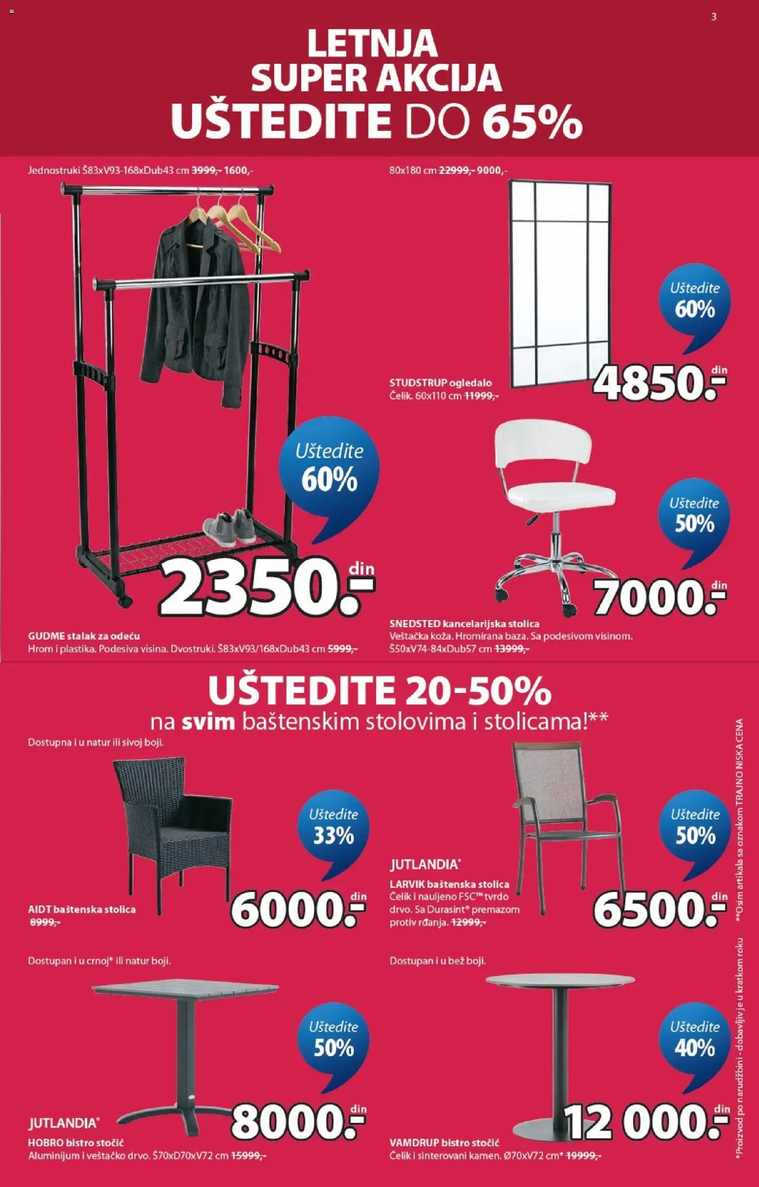 Jysk katalog - važi od 27.05.2026 | Strana: 3 | Proizvode: Baštenska stolica, Stolica, Ogledalo, Kancelarijska stolica