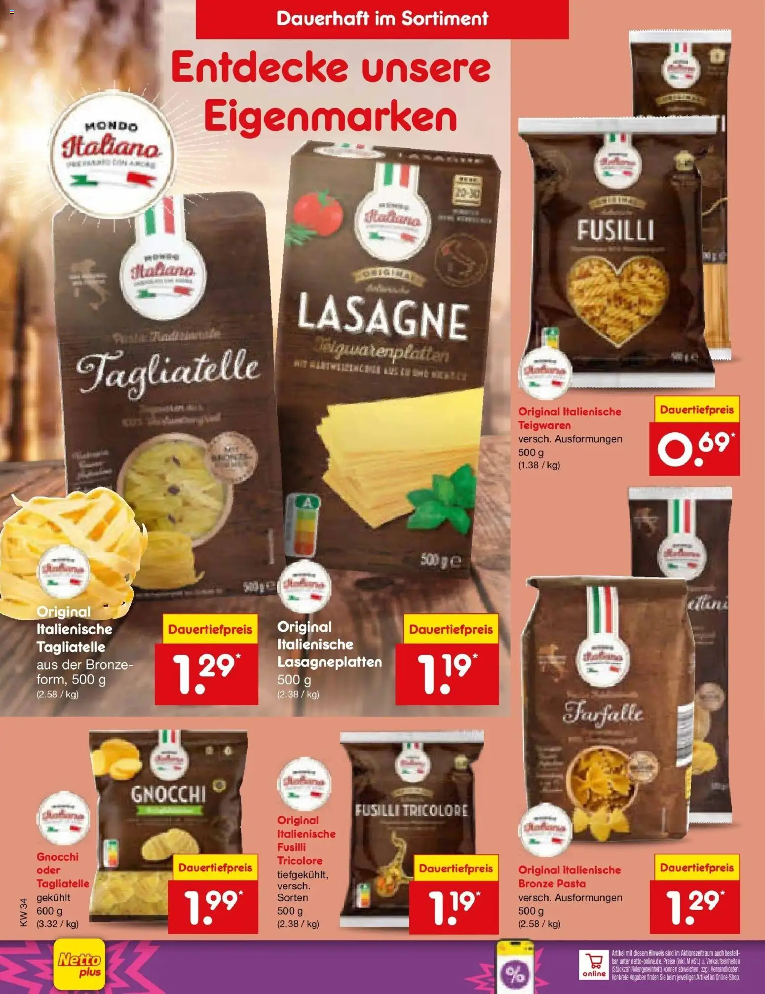 Netto Marken-Discount Prospekt Jüchen – gültig ab 17.08.2026 | Seite: 14 | Produkte: Gnocchi, Lasagne, Pasta