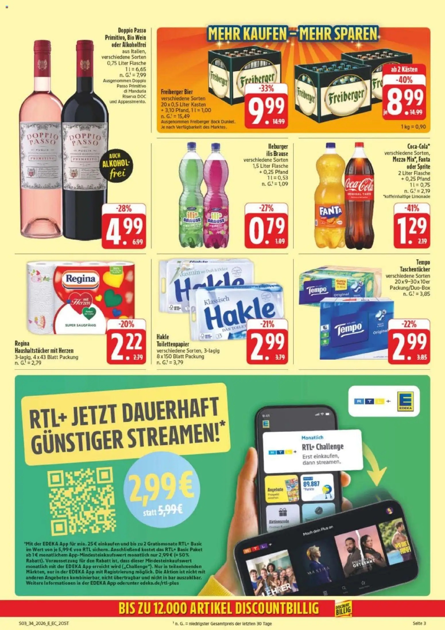 Edeka Prospekt Leipzig – gültig ab 17.08.2026 | Seite: 3 | Produkte: Coca cola, Sprite, Alkohol, Wein