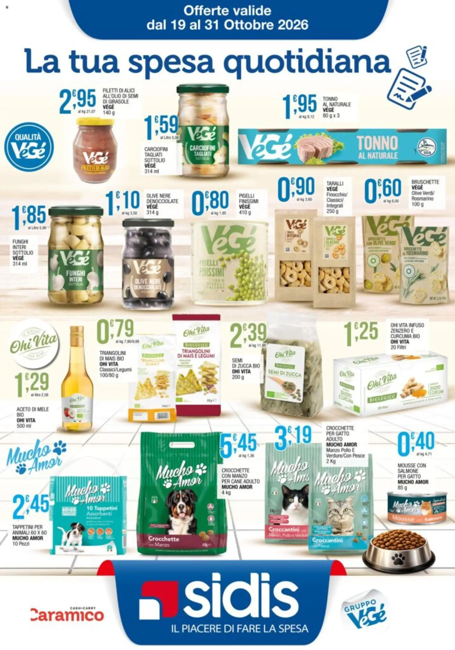 Volantino Sidis del 19/10/2026 | Pagina: 1 | Prodotti: Legumi, Rosmarino, Salmone, Zucca