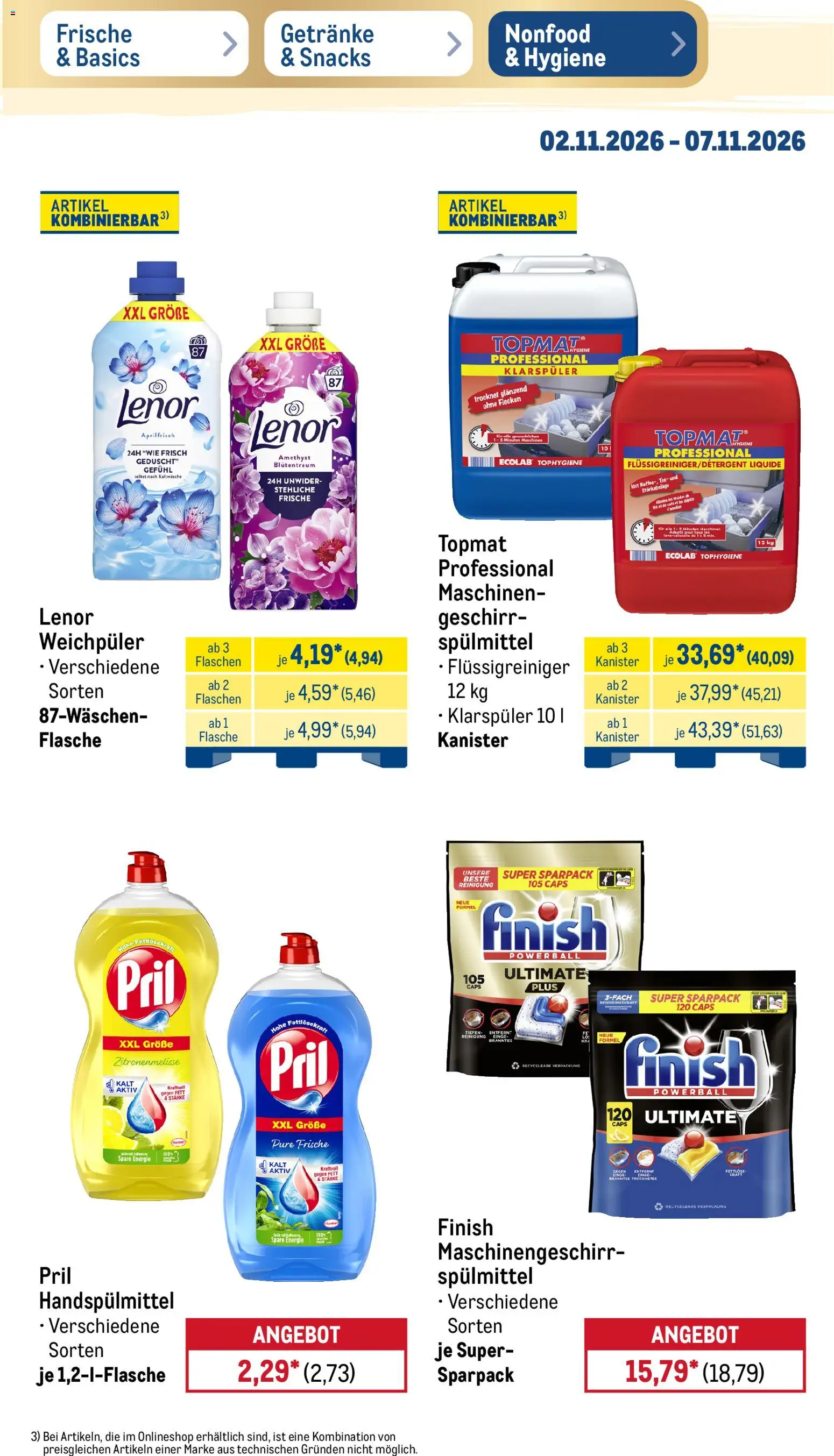 Metro Black Friday – gültig ab 02.11.2026 | Seite: 49 | Produkte: Lenor, Finish, Klarspüler, Pril