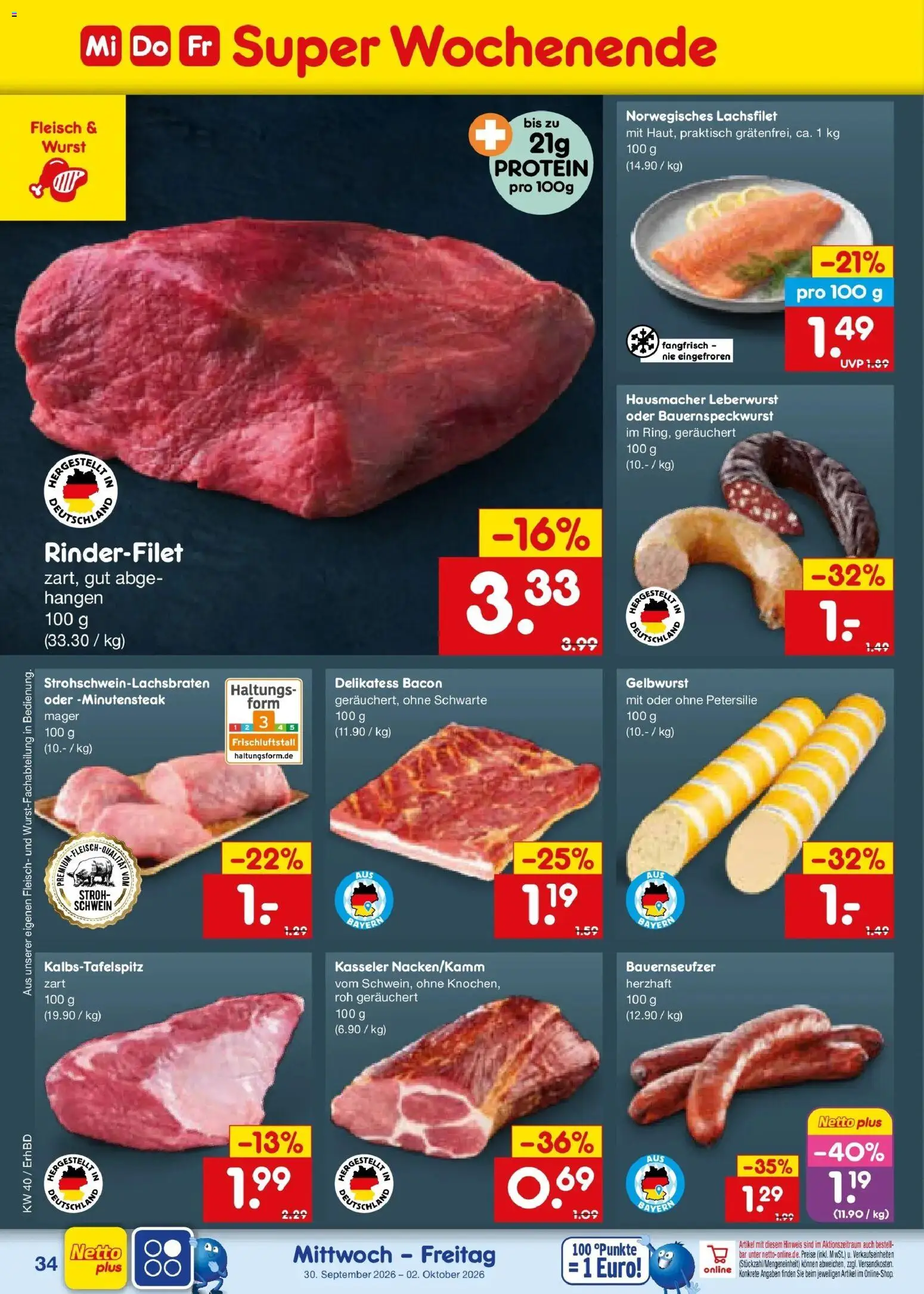 Netto Marken-Discount Prospekt Velden – gültig ab 28.09.2026 | Seite: 52 | Produkte: Rinderfilet, Wurst, Petersilie, Fleisch