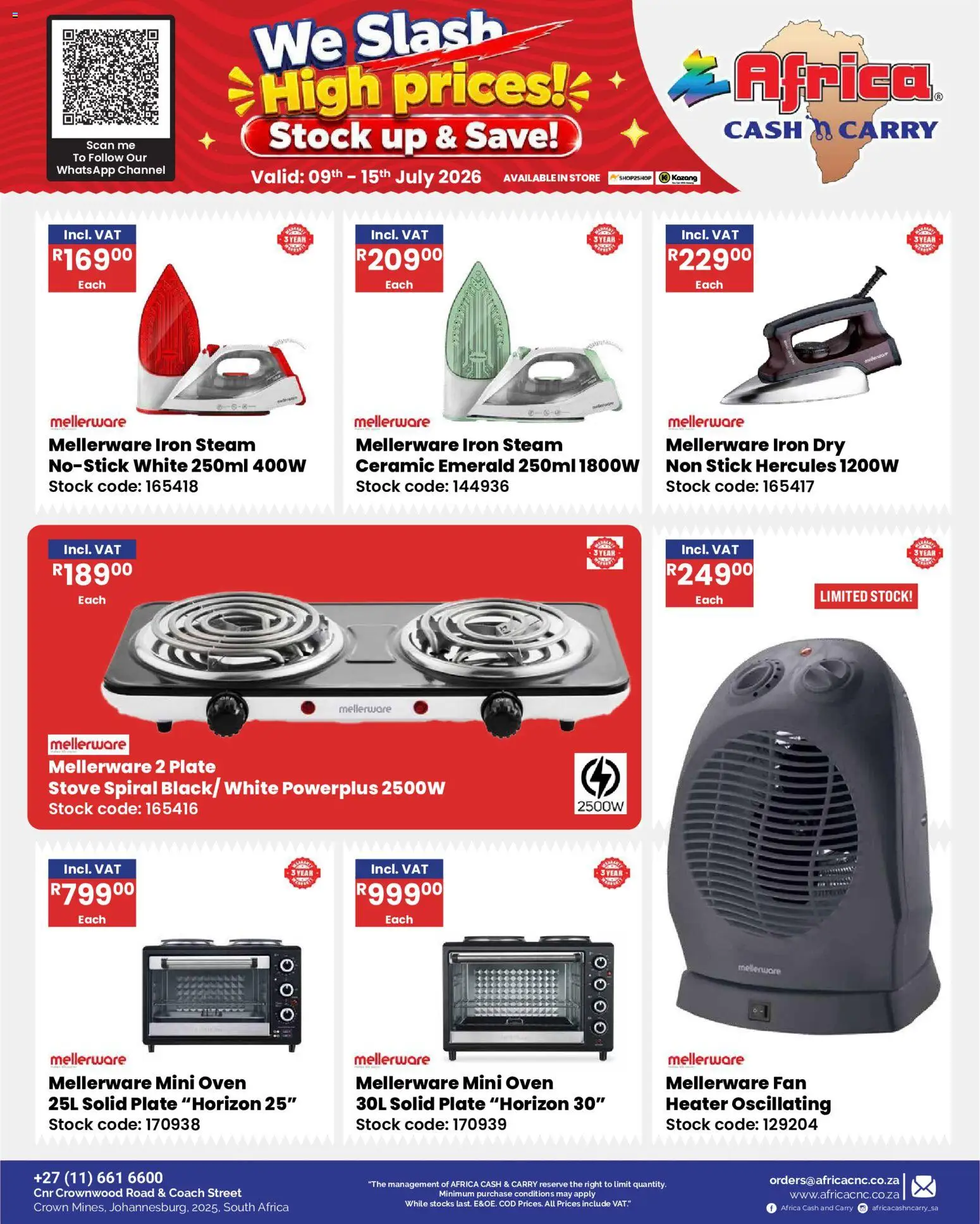 New Africa Cash & Carry catalogue – valid from 09/07/2026 | Page: 35 | Products: Oven, Iron, Fan, Heater