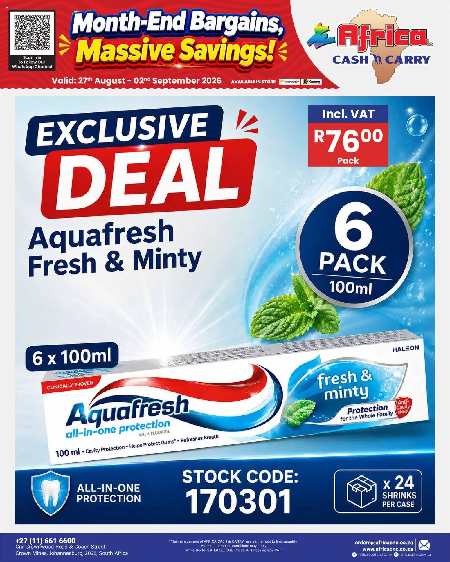 New Africa Cash & Carry catalogue – valid from 27/08/2026 | Page: 14 | Products: Case, Stock