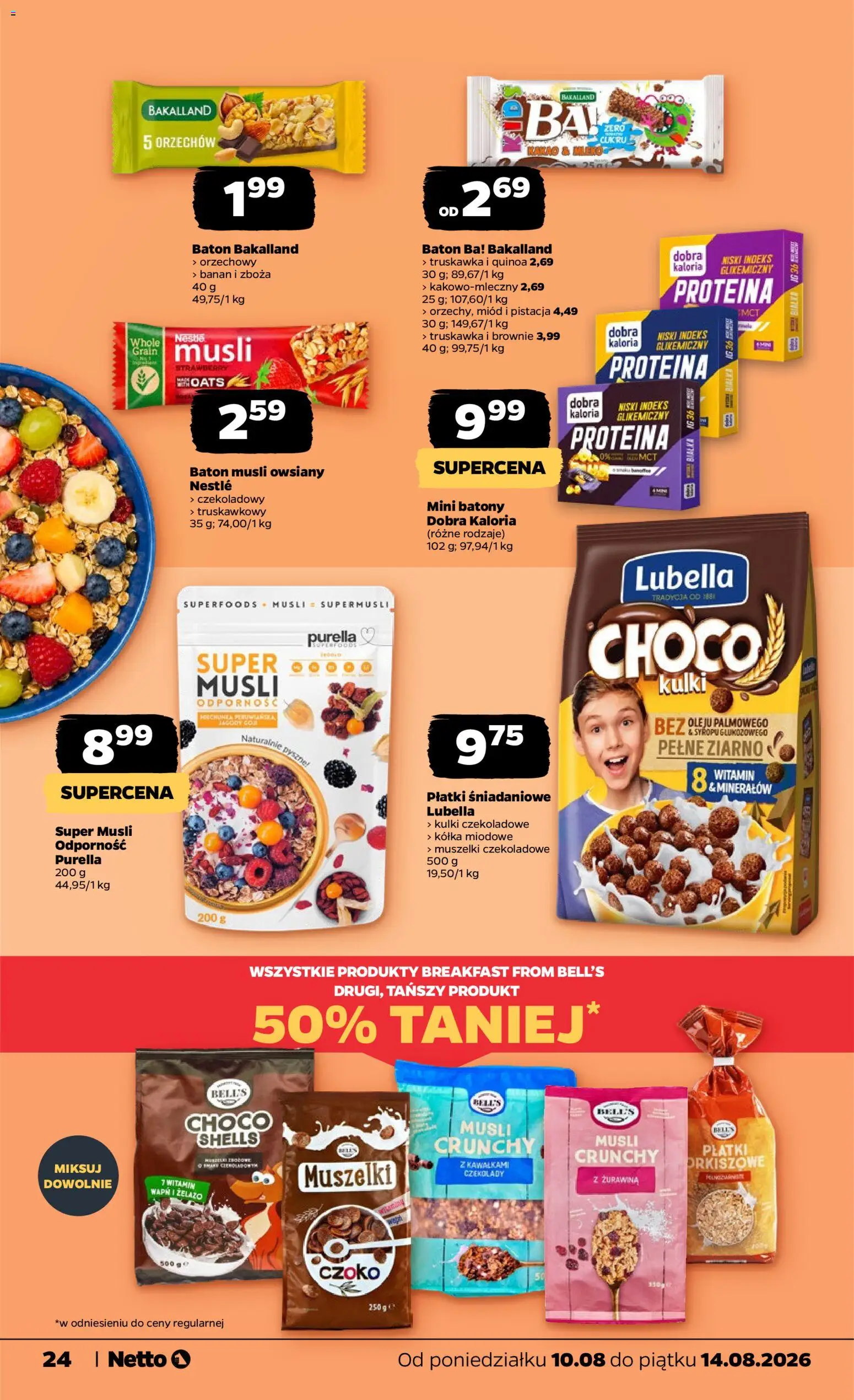 Netto gazetka od poniedziałku od 10.08.2026 | Strona: 24 | Produkty: Zboża, Żurawina, Mleko, Płatki