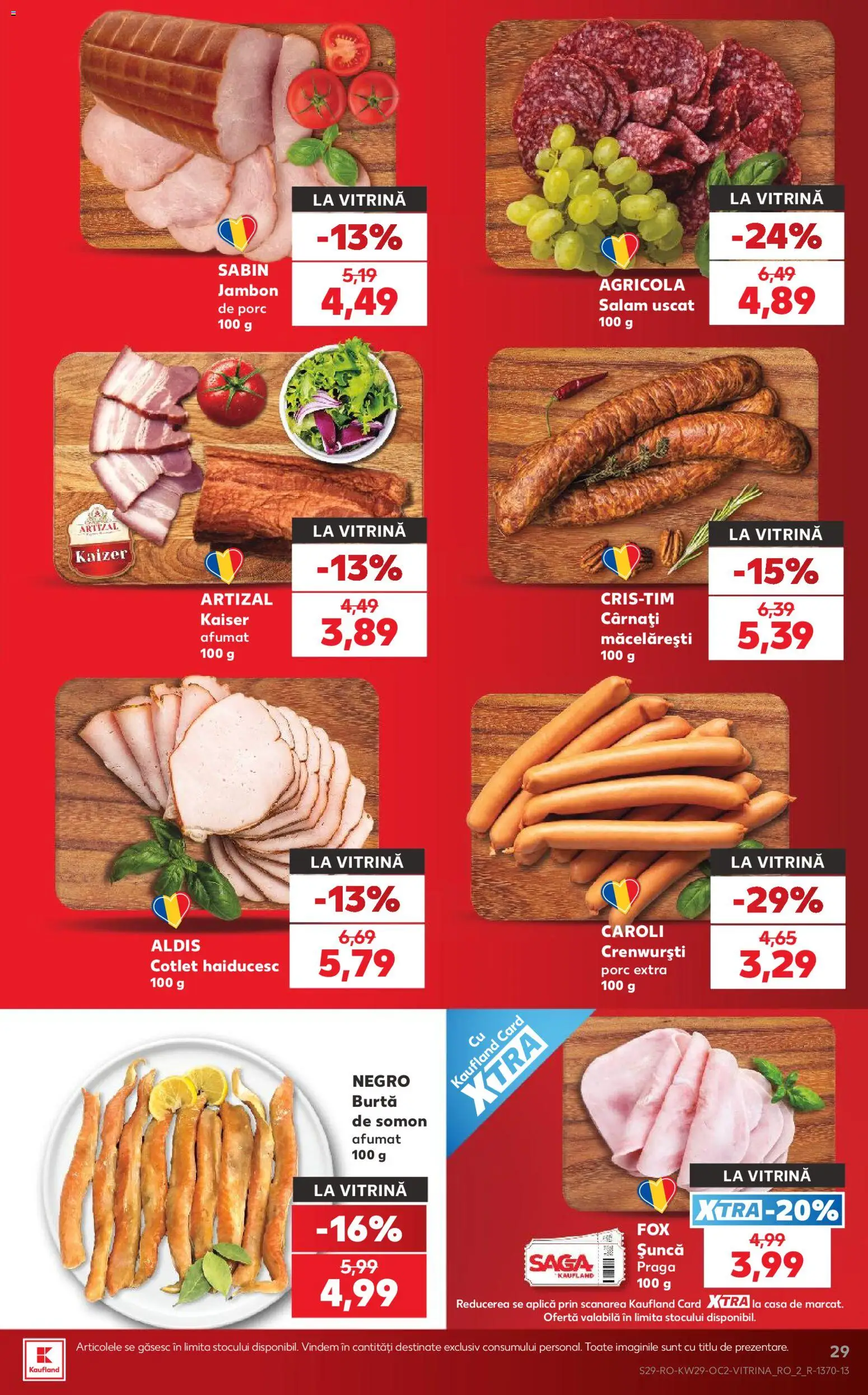 Noul catalog Kaufland – valabil de la 15.07.2026 | Pagină: 29 | Produse: Somon afumat, Salam, Șuncă, Somon
