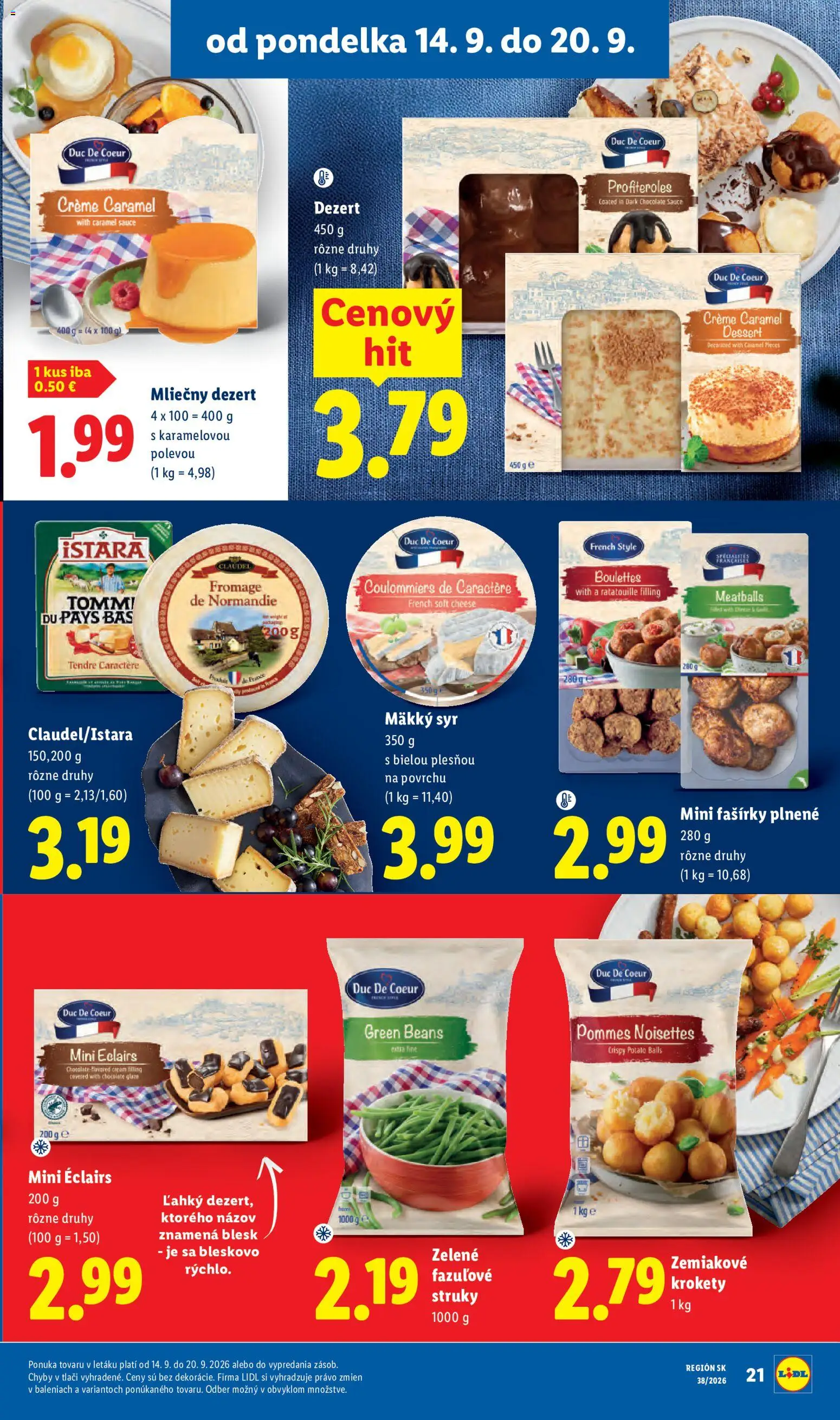 Nové Lidl akcie – leták je platný od 14.09.2026 | Strana: 27 | Produkty: Syr, Fašírky, Mäkký syr, Dezert