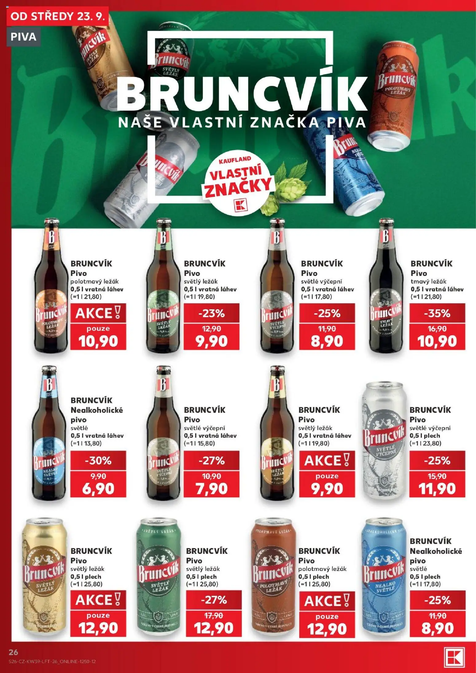 Kaufland leták - Kolín od 23.09.2026 | Strana: 26 | Produkty: Pivo, Plech, Nealkoholické pivo, Láhev