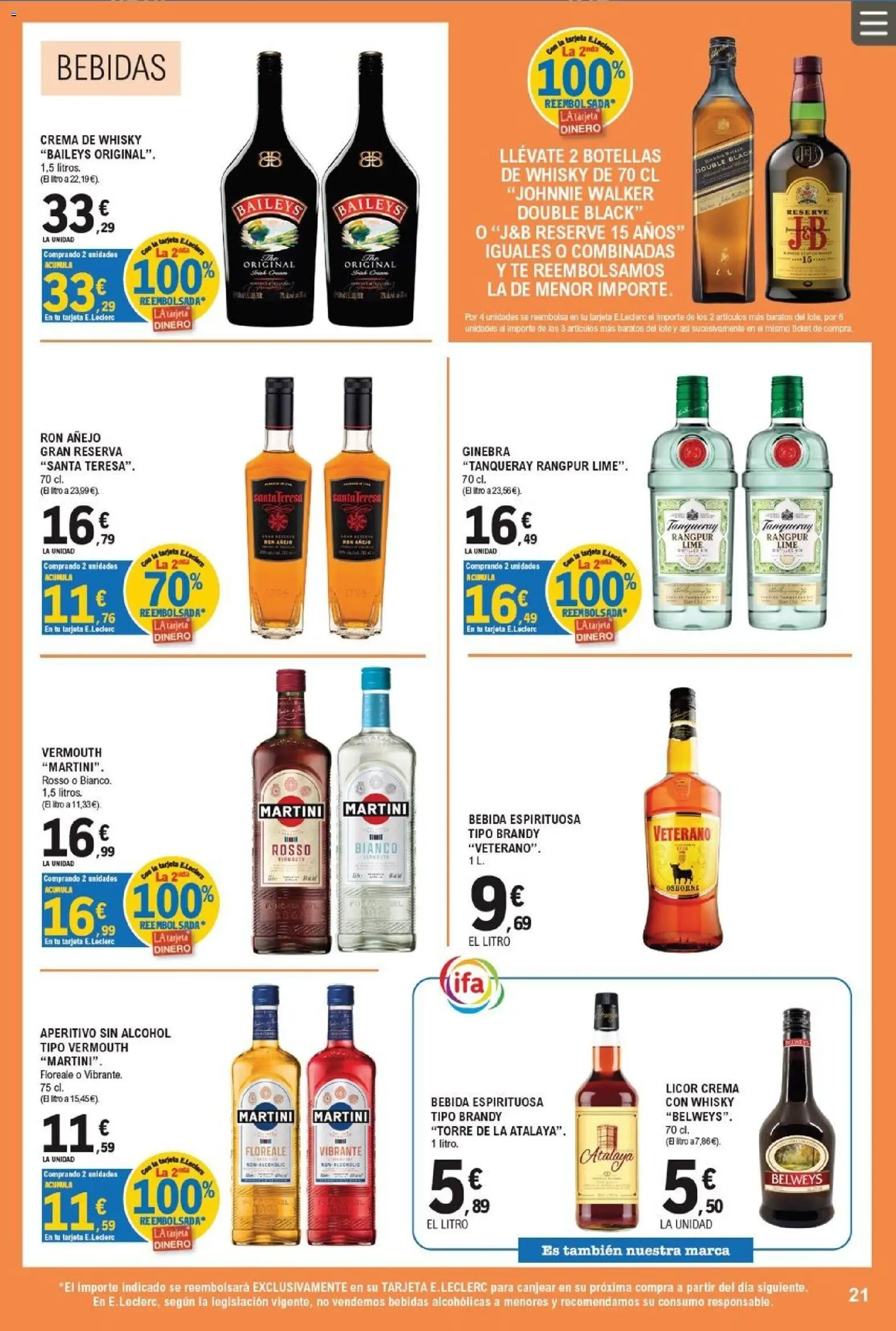 E.Leclerc folleto │ válido desde el 17.06.2026 | Página: 21 | Productos: Ron, Té, Whisky, Μαύρο πιπέρι