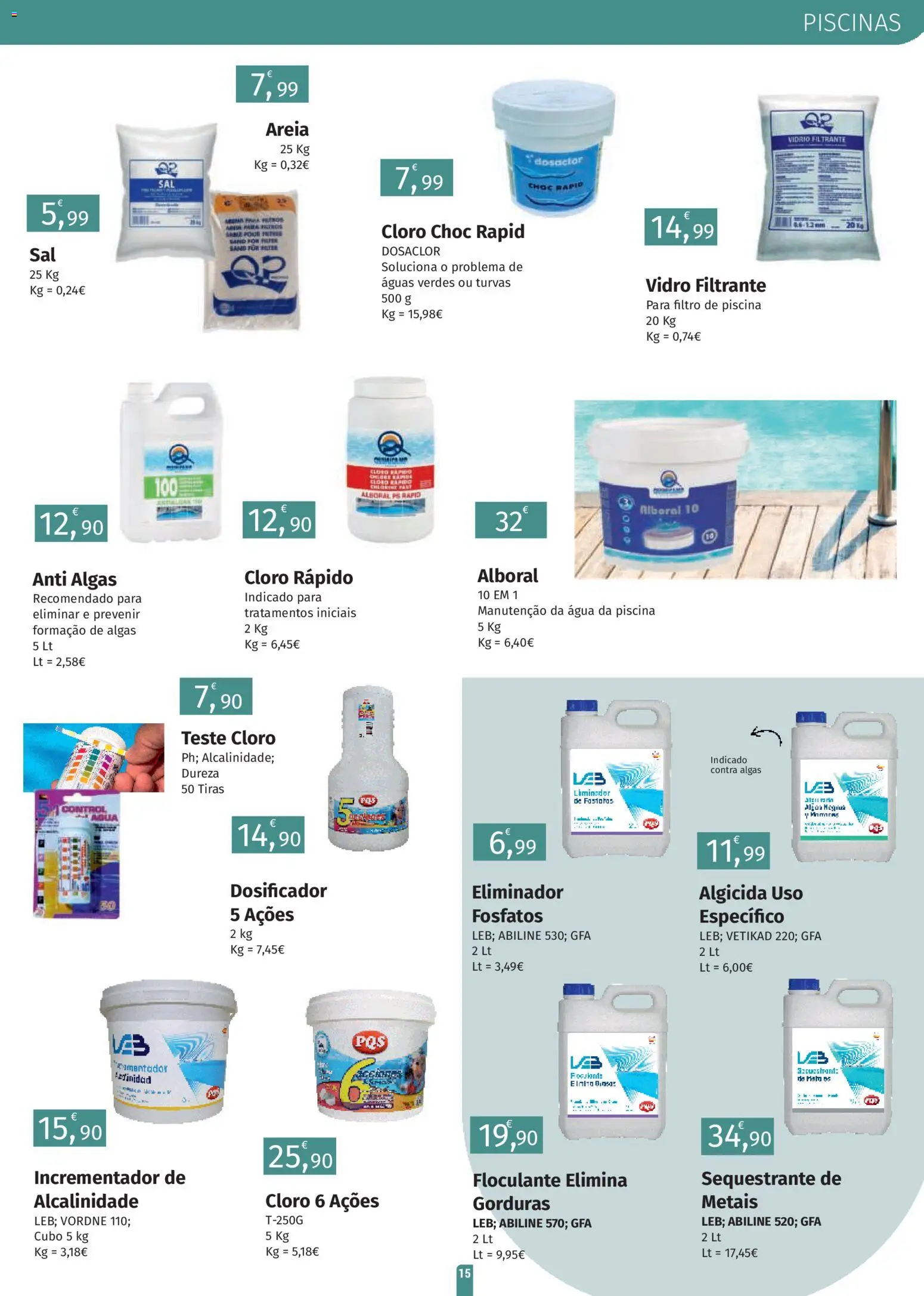 E.Leclerc folheto Jardim Fafe │ válido de 23.03.2026 | Página: 15 | Produtos: Agua, Piscina, Areia, Piscinas