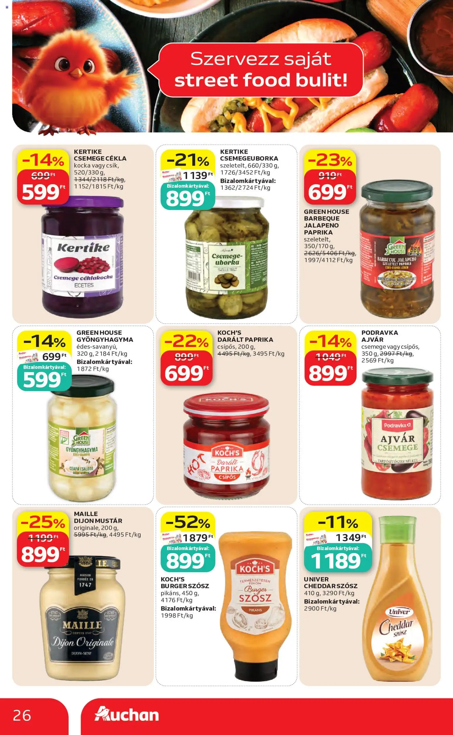 Auchan akciós ujság - amely érvényes a következő dátumtól: 07.05.2026 | Oldal: 26 | Termékek: Cékla, Gyöngyhagyma, Jalapeno, Mustár